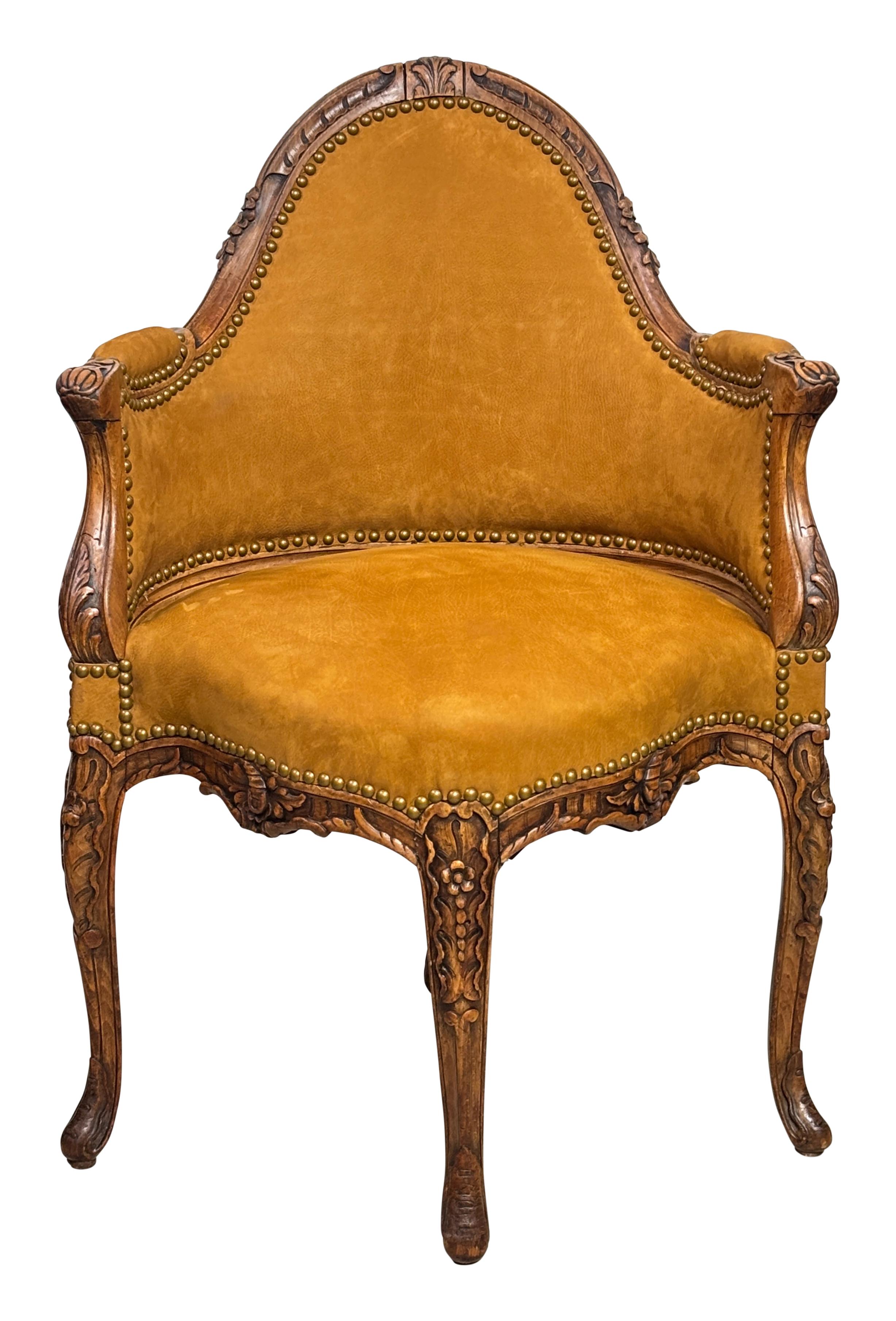 French Louis XV Style Fauteuil de Bureau Desk Chair, Early 19th Century im Angebot 2