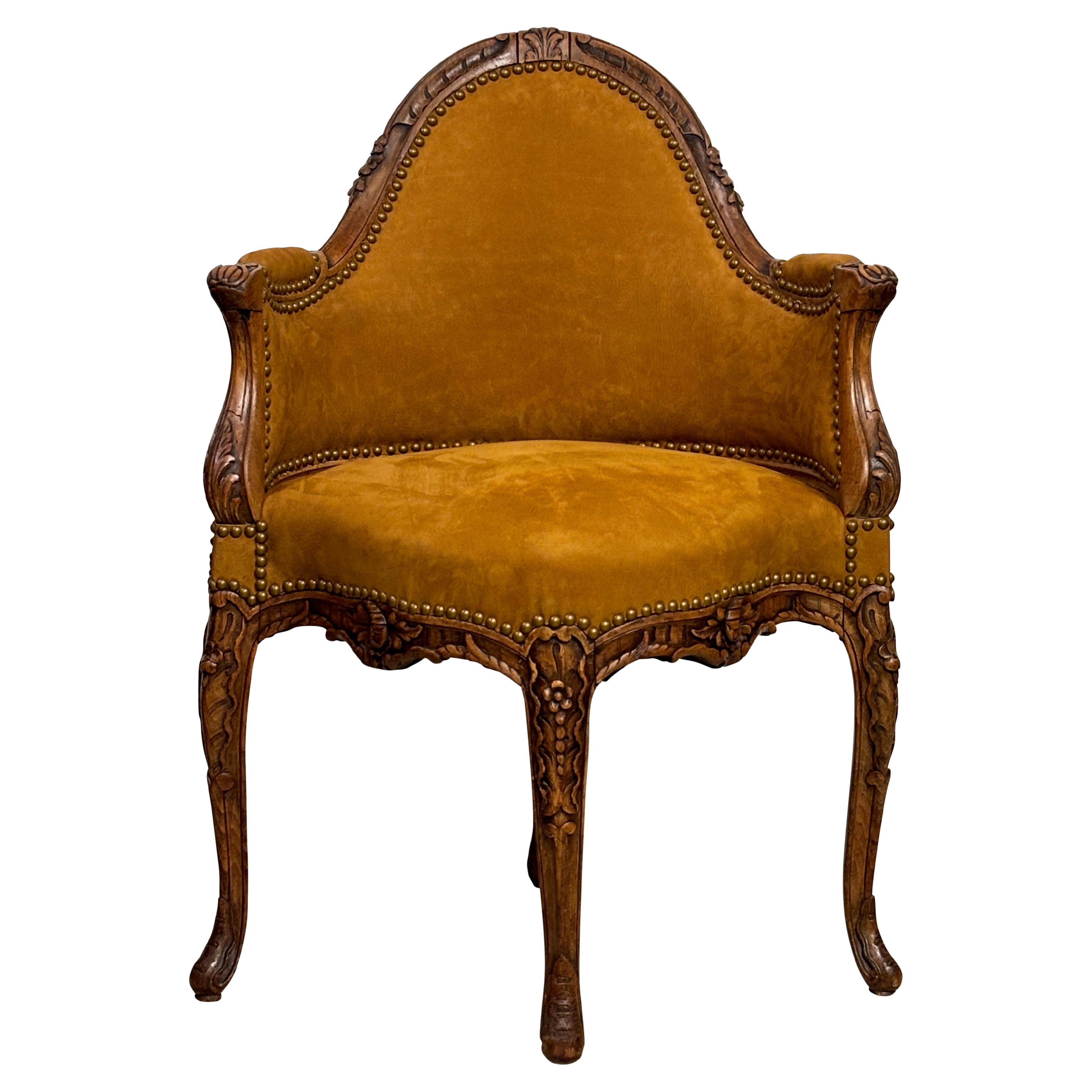 French Louis XV Style Fauteuil de Bureau Desk Chair, Early 19th Century