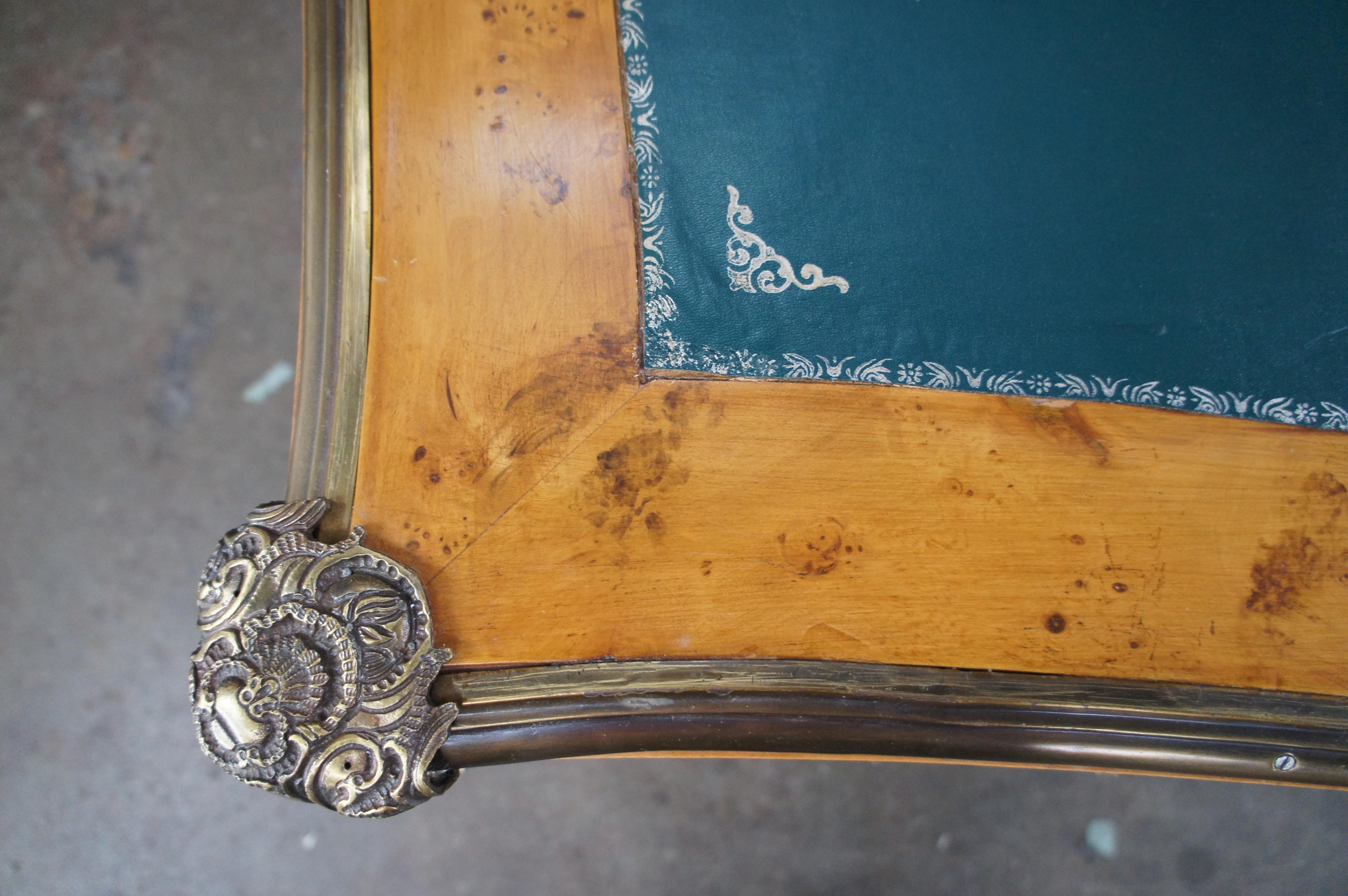 French Louis XV Style Figural Maple Burl Writing Desk Napoleon Bureau Plat 72