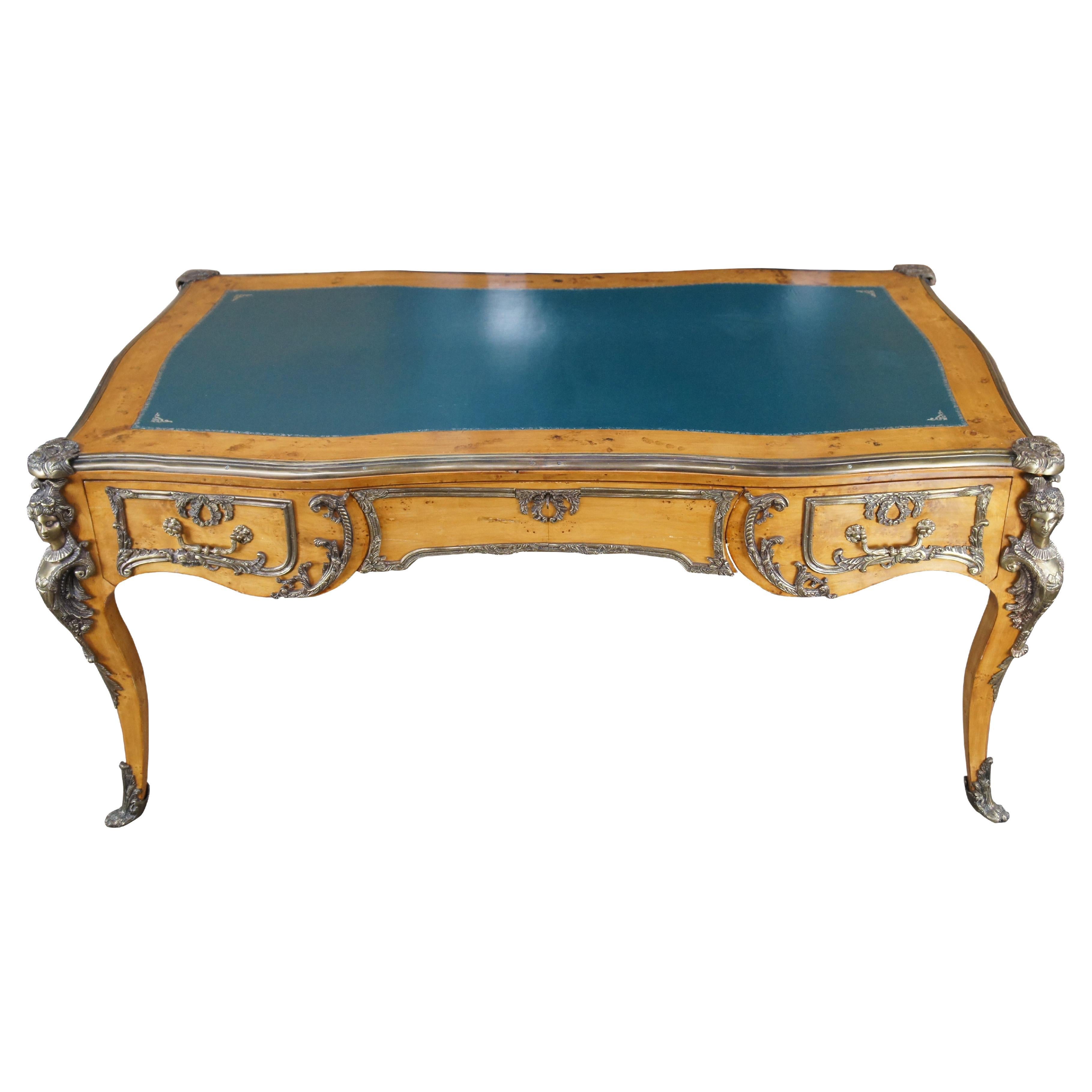 Bureau de style Louis XV en loupe d'érable figurée Bureau Napoléon Plat 72".