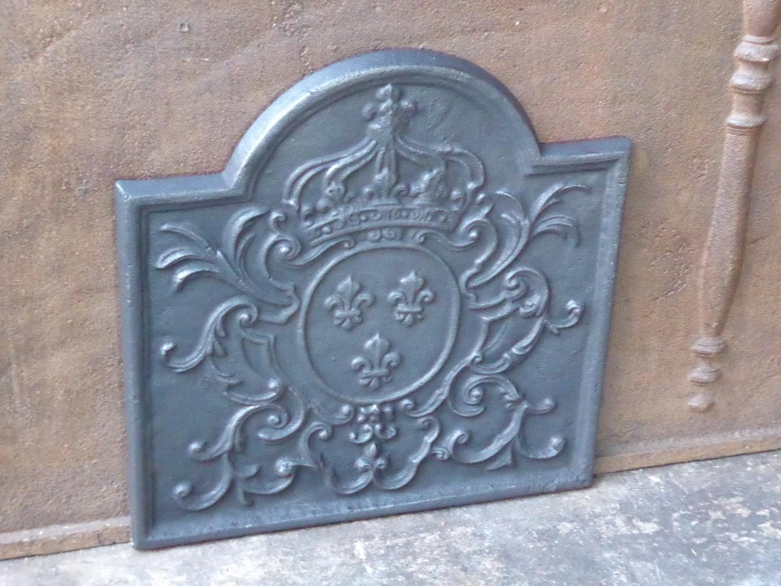 Cast French Louis XV Style Fireback with the Coat of Arms of France