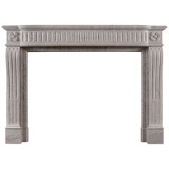 Antique French Louis XV Style Fireplace in Italian Carrara