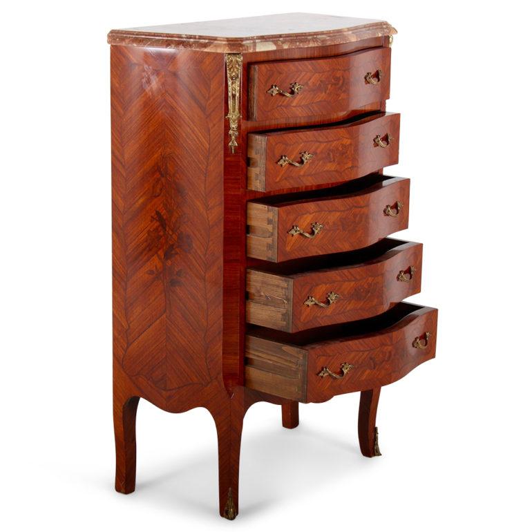 20th Century French Louis XV Style Five-Drawer Commode