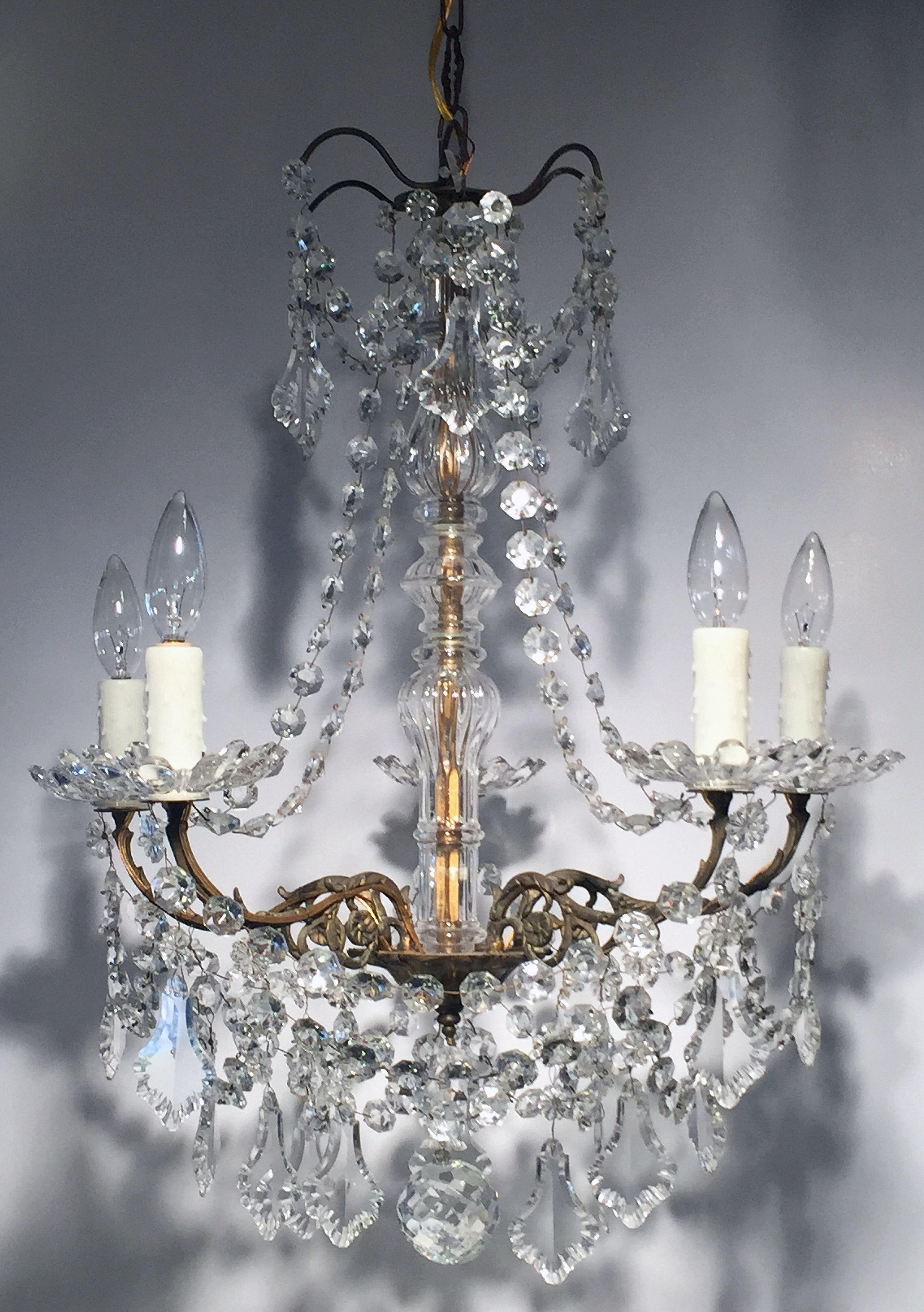 French Louis XV Style Five-Light Crystal Chandelier 5