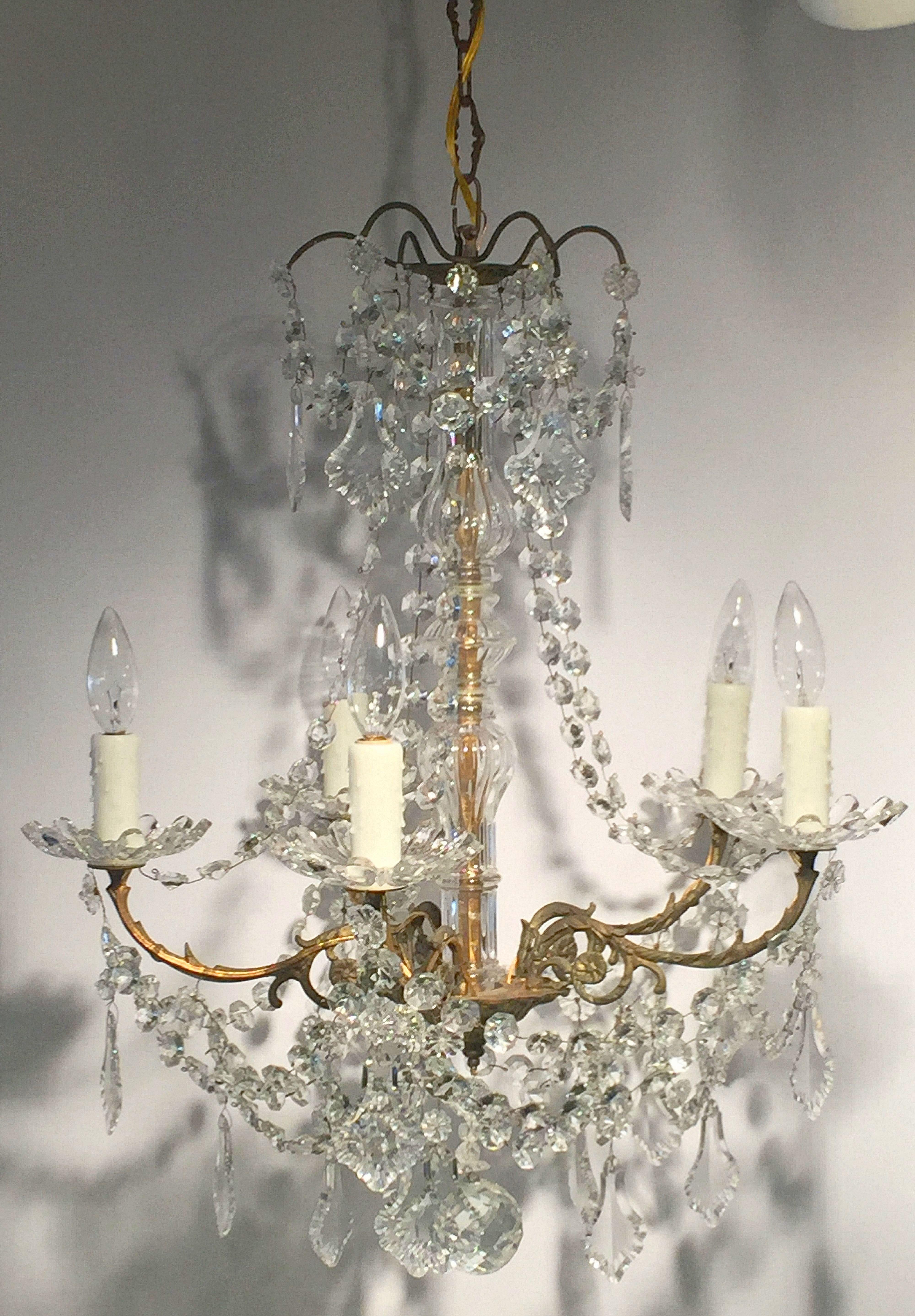 French Louis XV Style Five-Light Crystal Chandelier 6