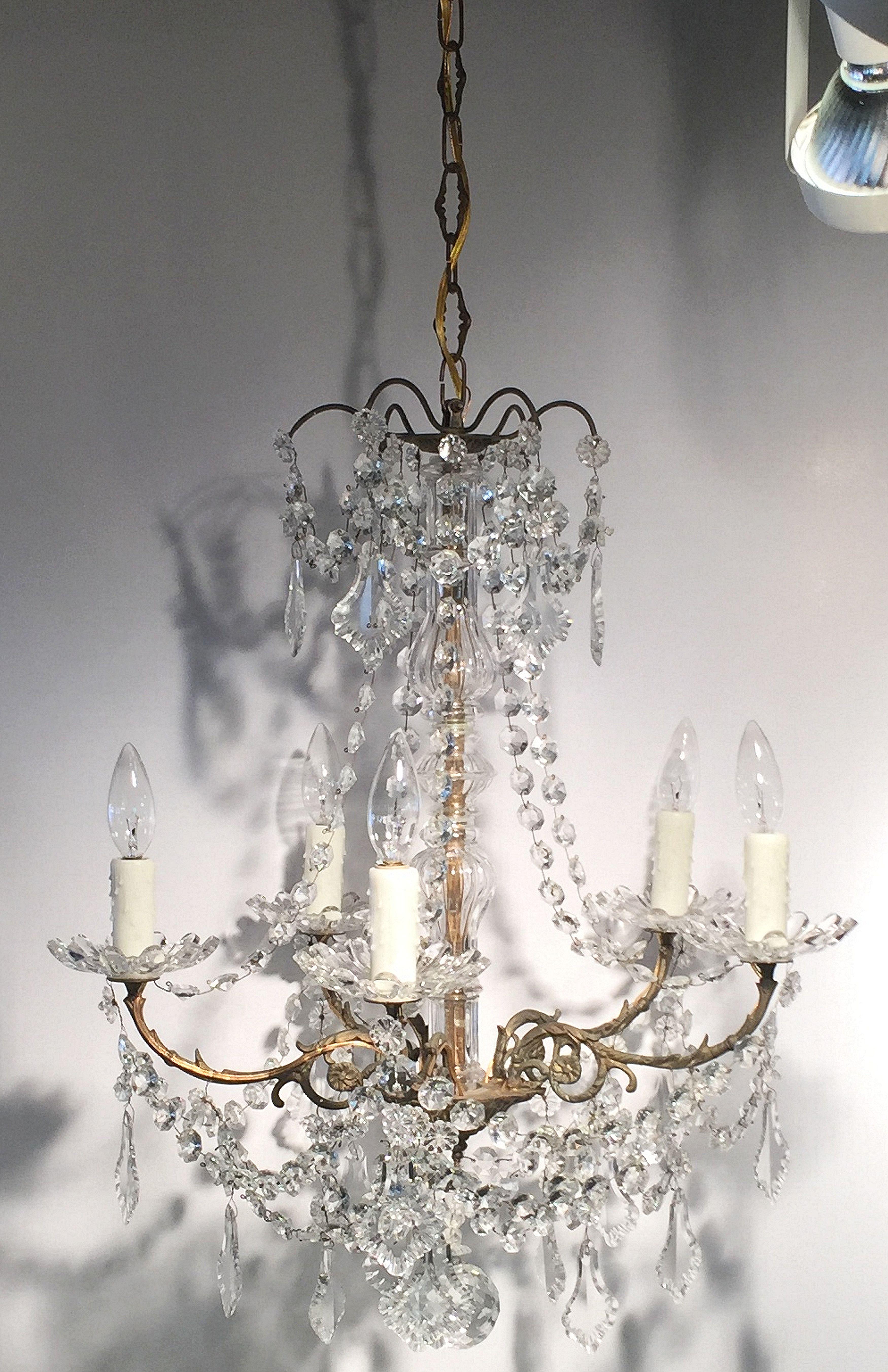 French Louis XV Style Five-Light Crystal Chandelier 7