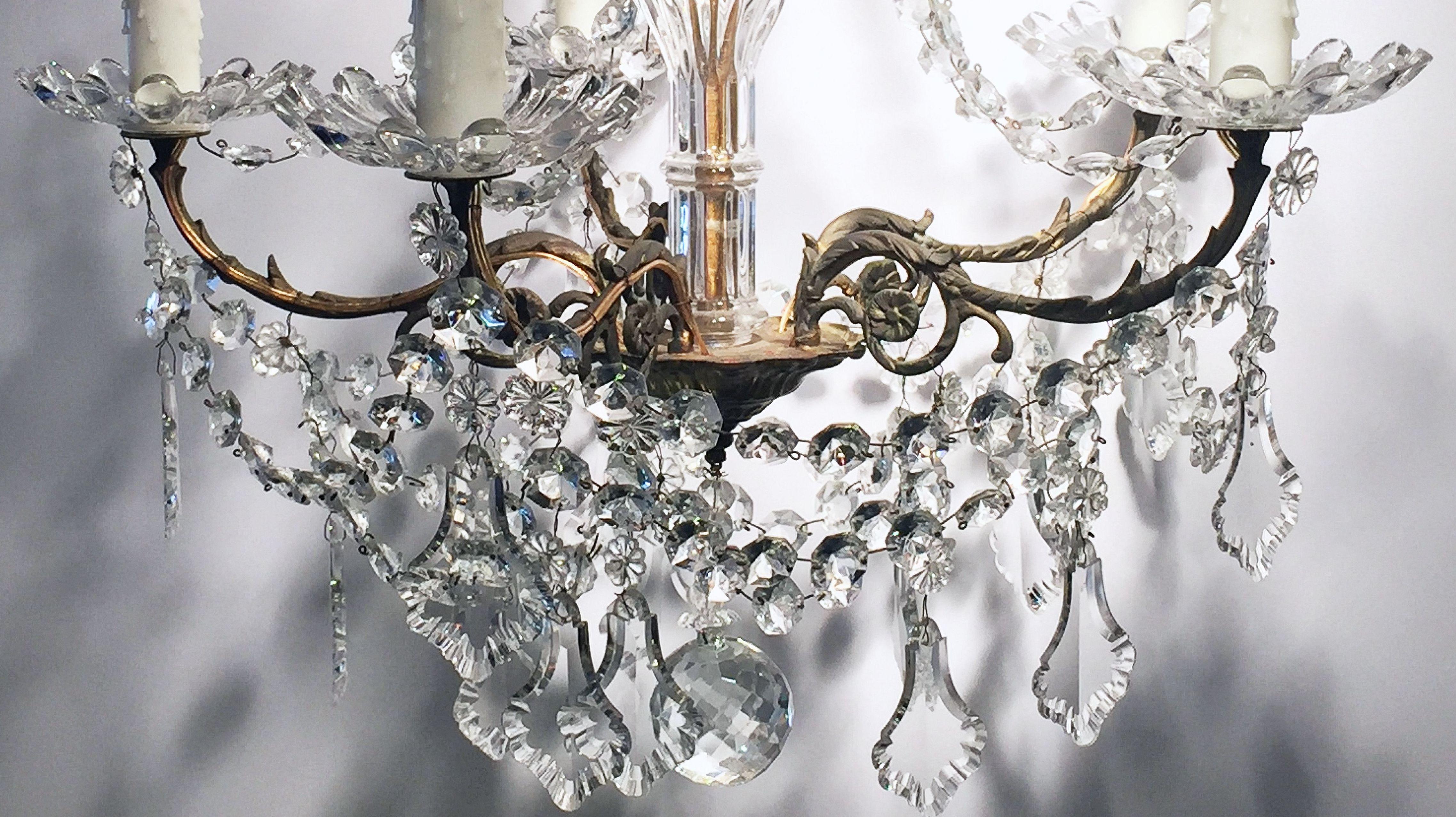 French Louis XV Style Five-Light Crystal Chandelier 12