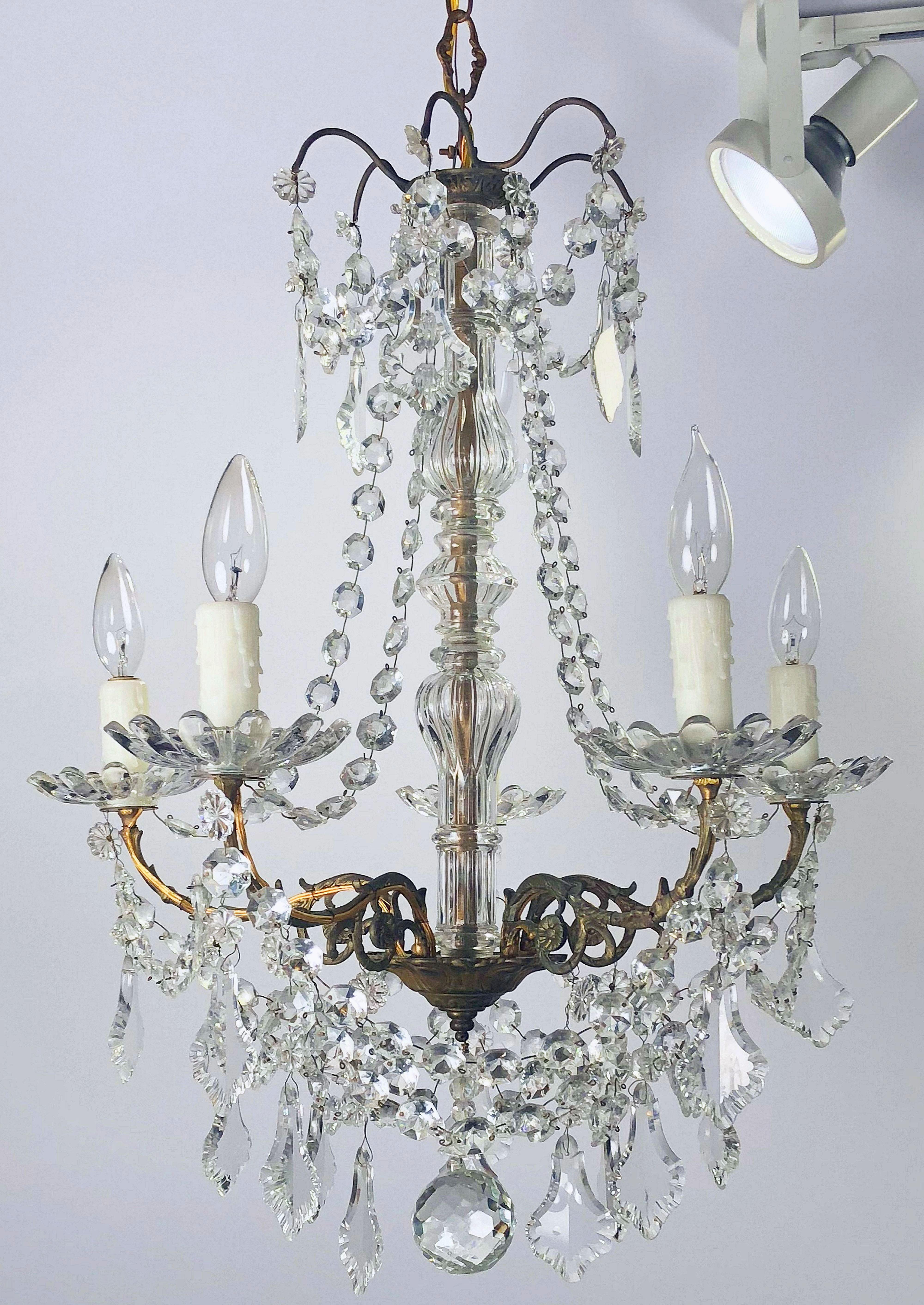 French Louis XV Style Five-Light Crystal Chandelier 14