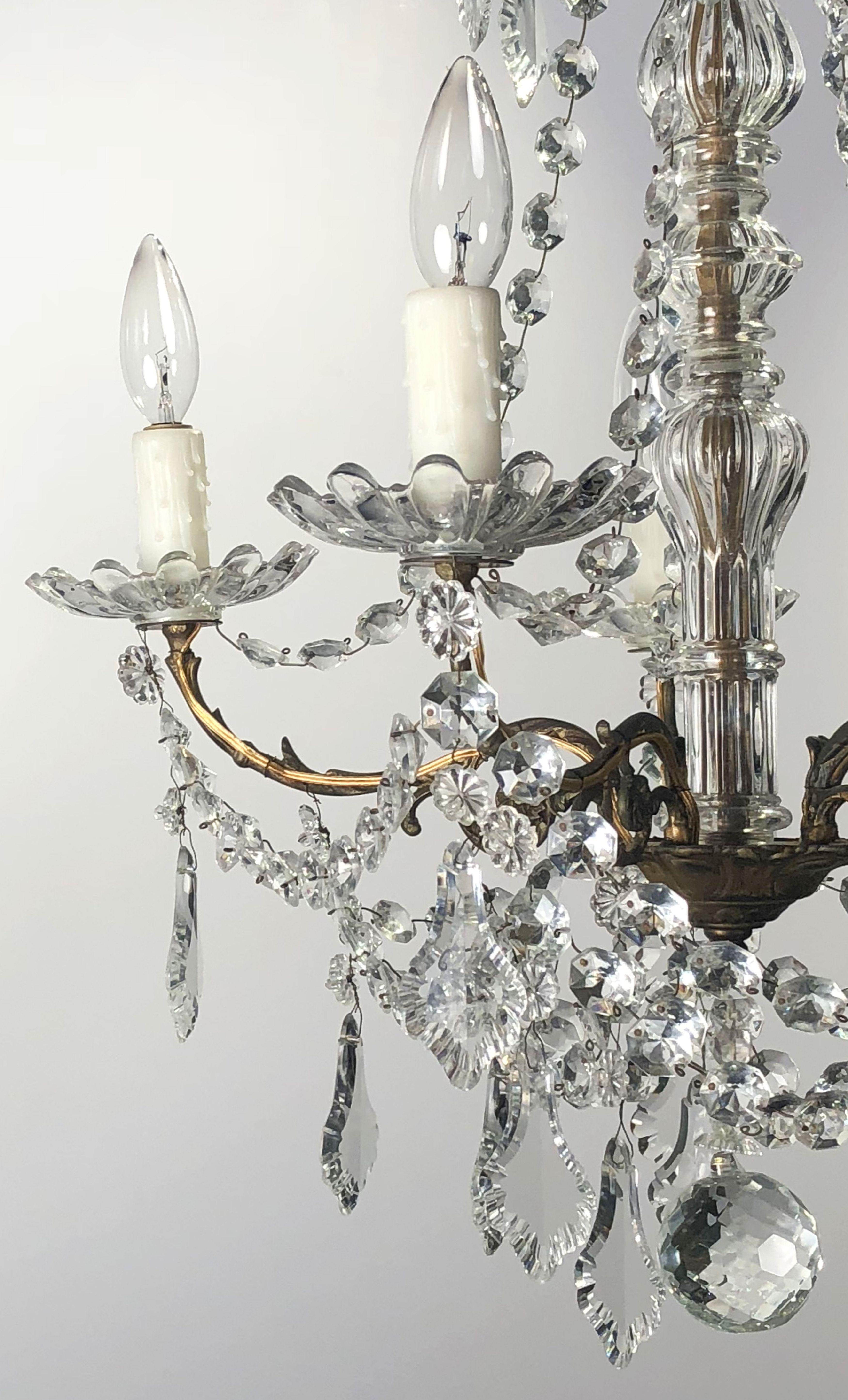 French Louis XV Style Five-Light Crystal Chandelier 1