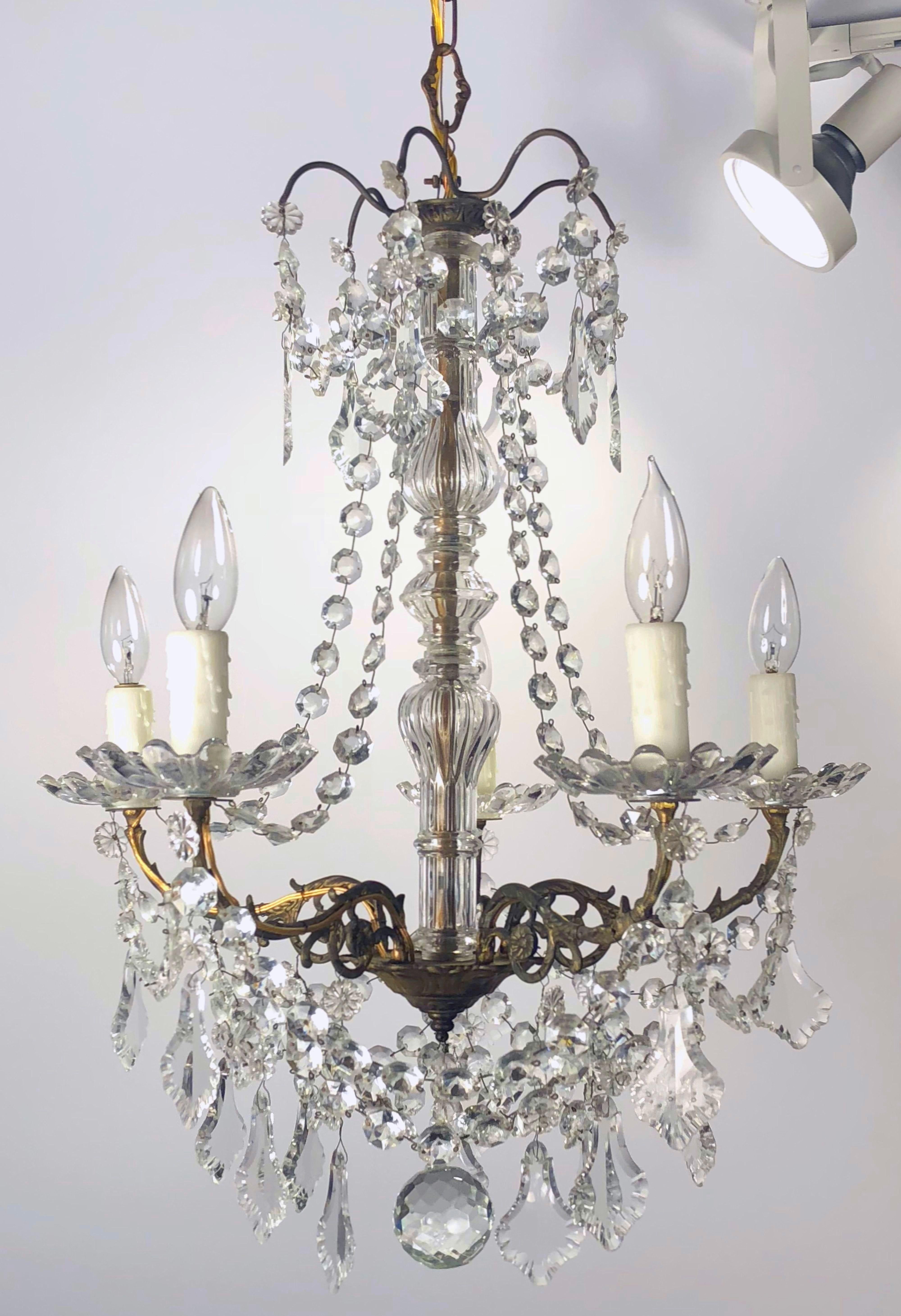 French Louis XV Style Five-Light Crystal Chandelier 4