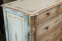 French Louis XV Style Floral Painted Chest 19th Century with Gilt Embellishment