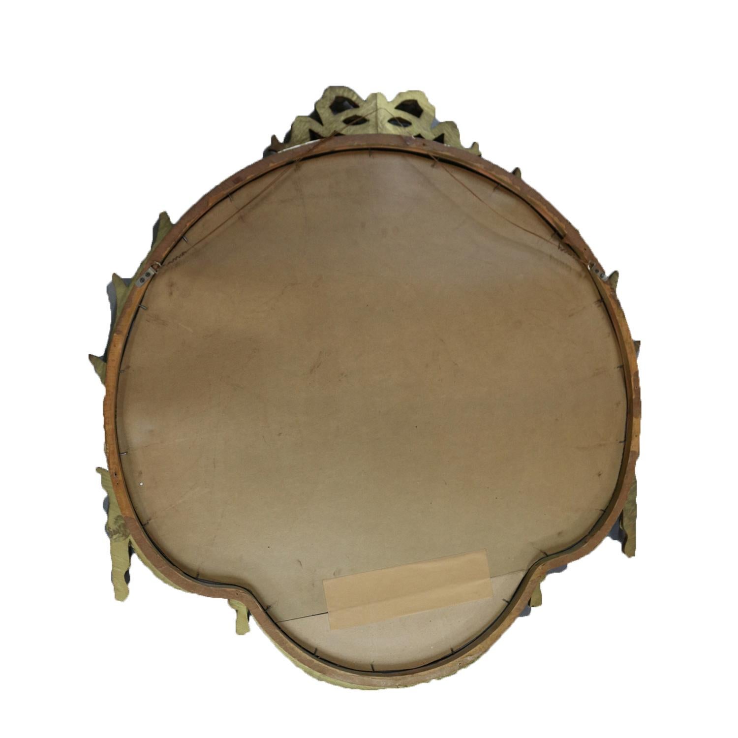 French Louis XV Style Foliate and Drape Giltwood Wall Mirror, 20th Century 2