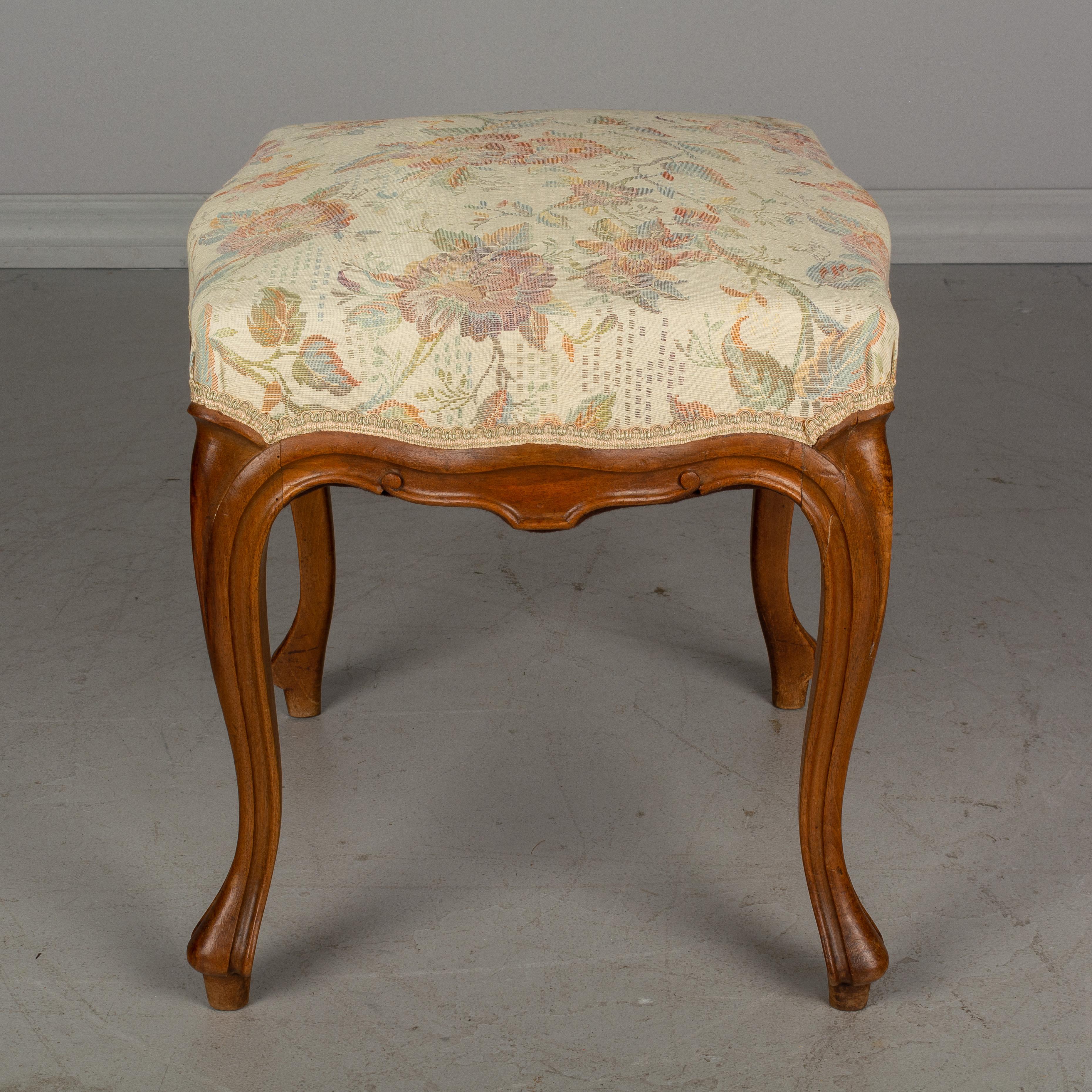 Walnut French Louis XV Style Foot Stool or Bench