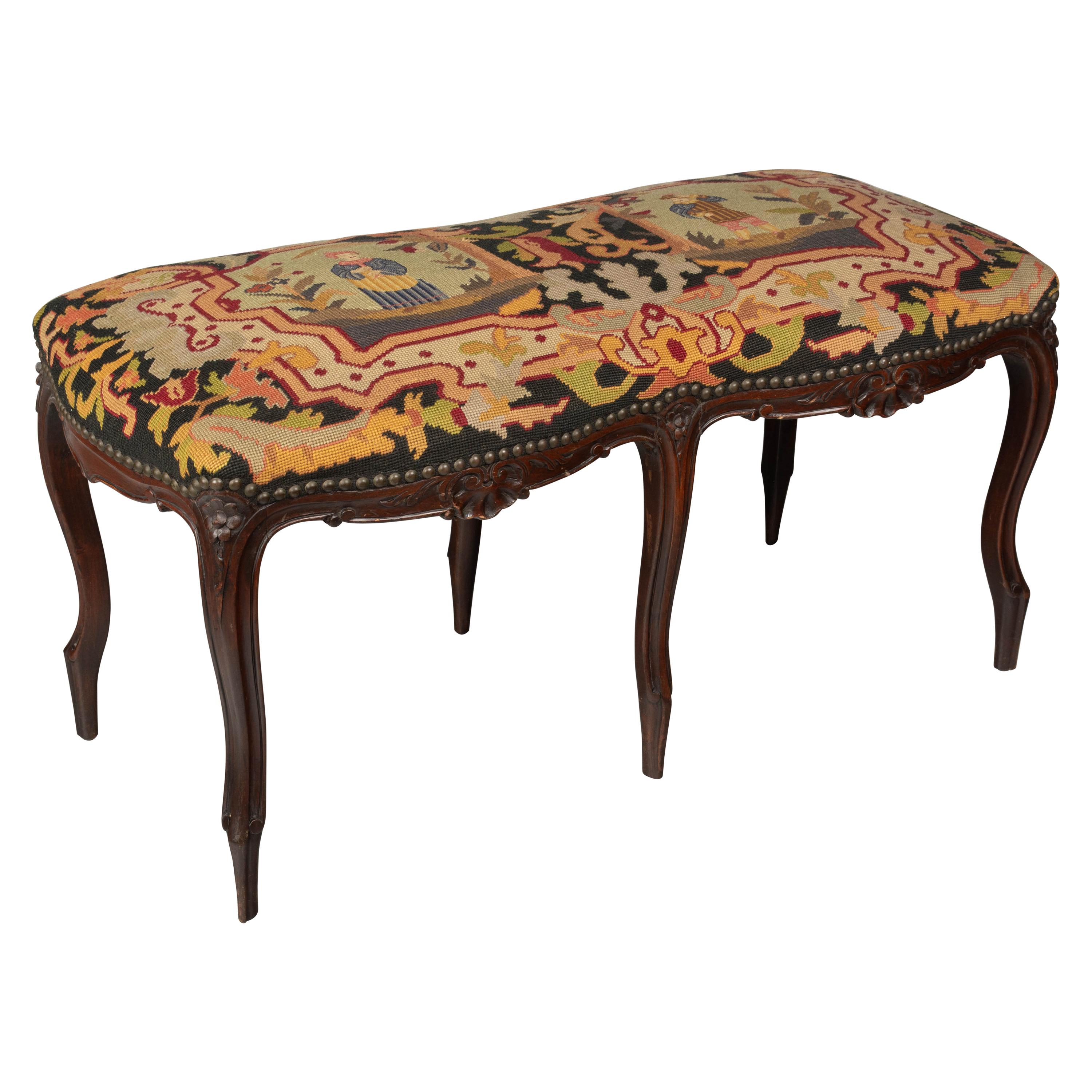 French Louis XV Style Foot Stool or Bench