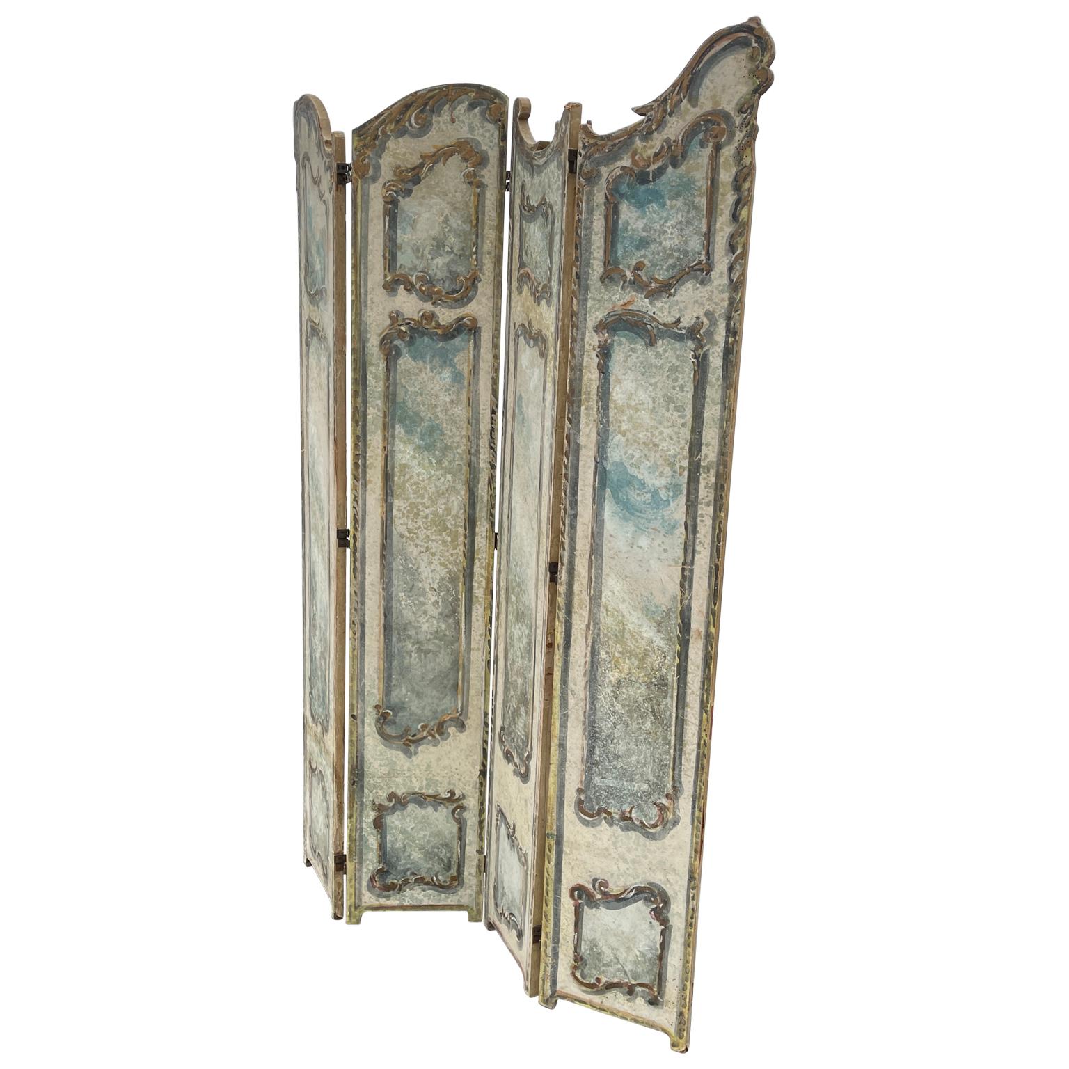 Early 20th Century French Louis XV Style Four Panel Folding Dressing Screen