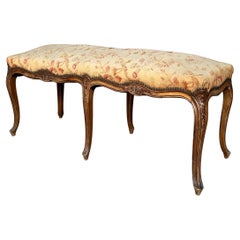 Panca francese in legno di frutto in stile Luigi XV
