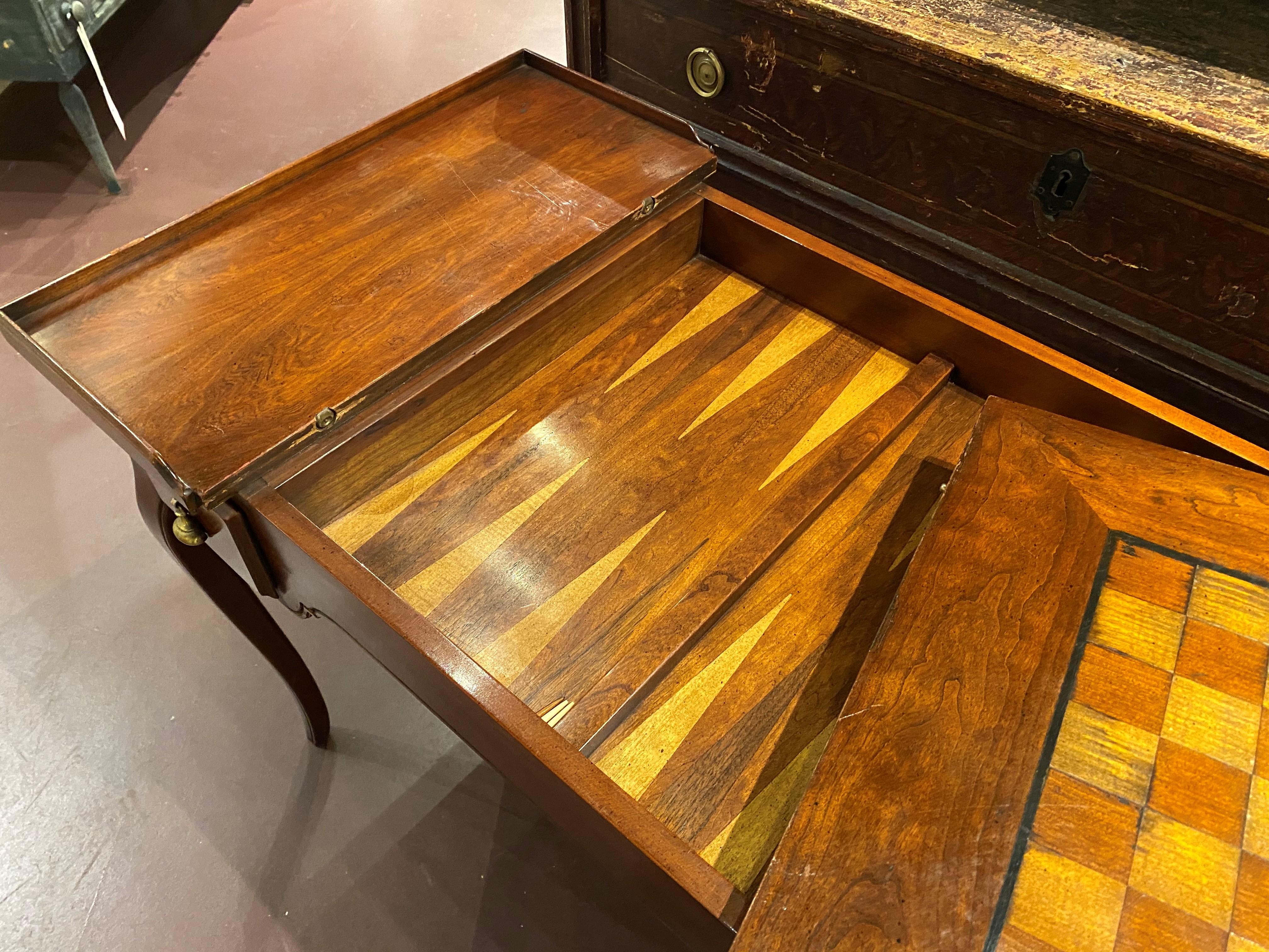 20th Century French Louis XV Style Gaming Table with Reversible and Removable Chessboard Top