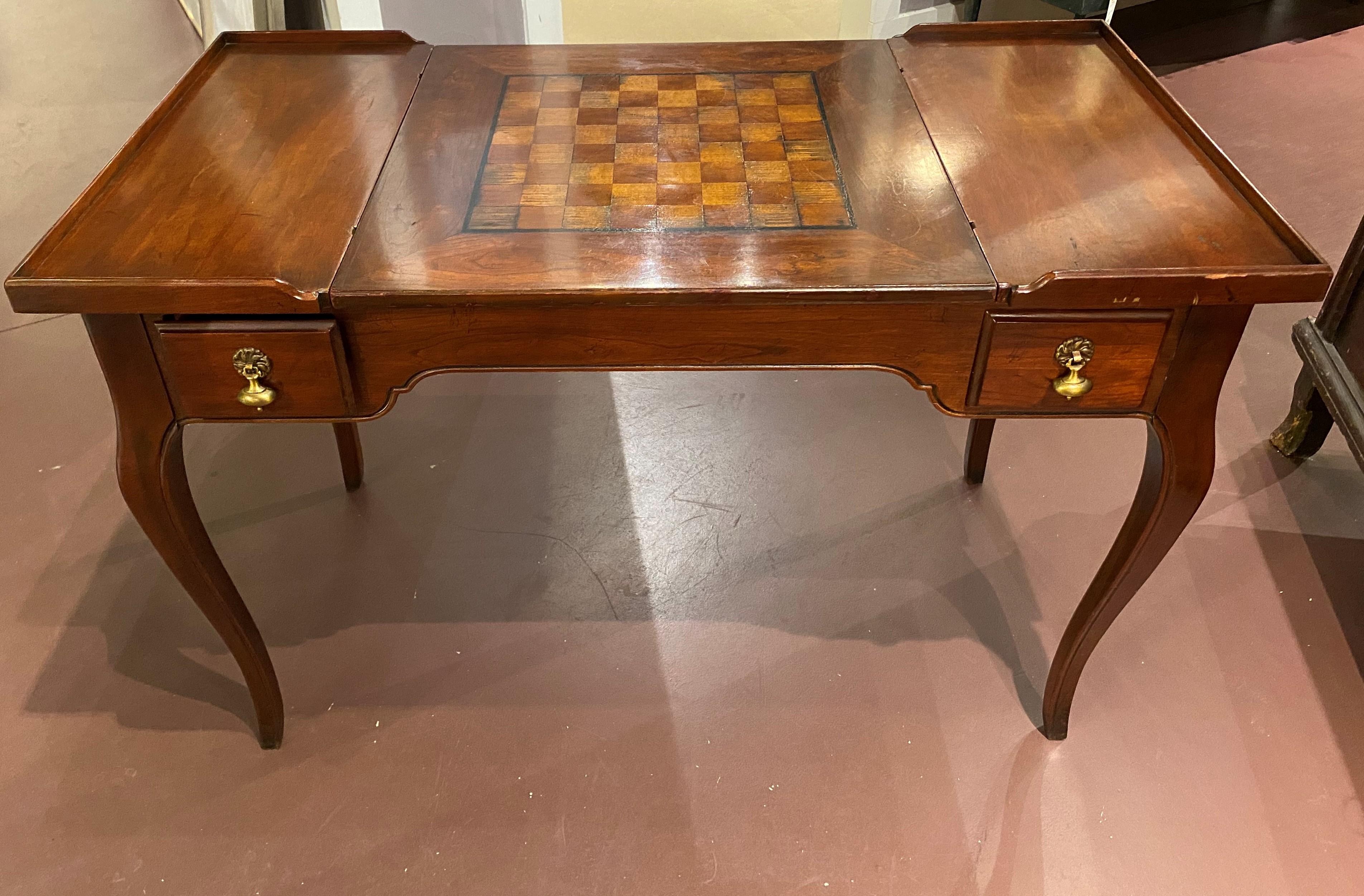 French Louis XV Style Gaming Table with Reversible and Removable Chessboard Top 2