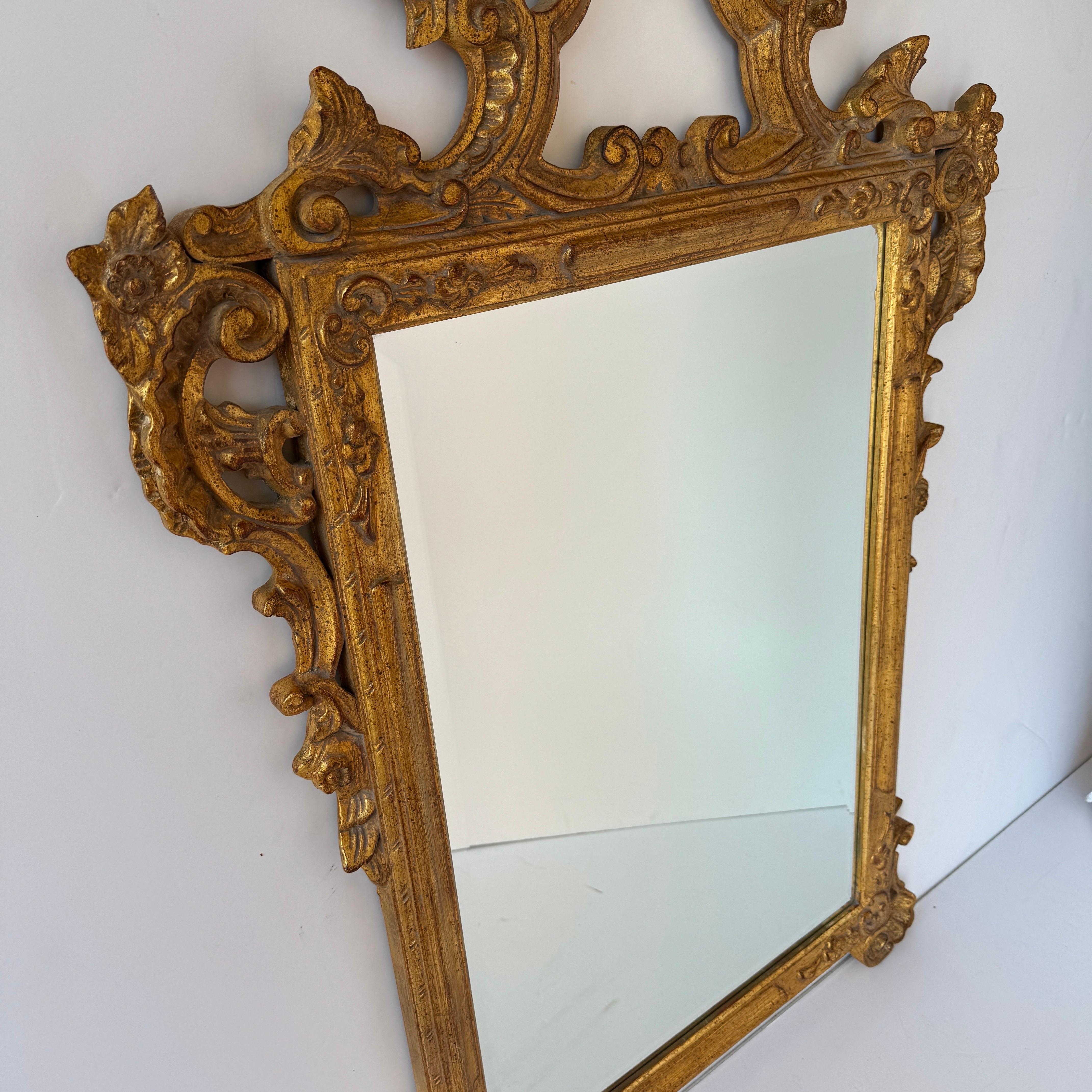 French Louis XV Style Gilded Gold Wall Mirror For Sale 4