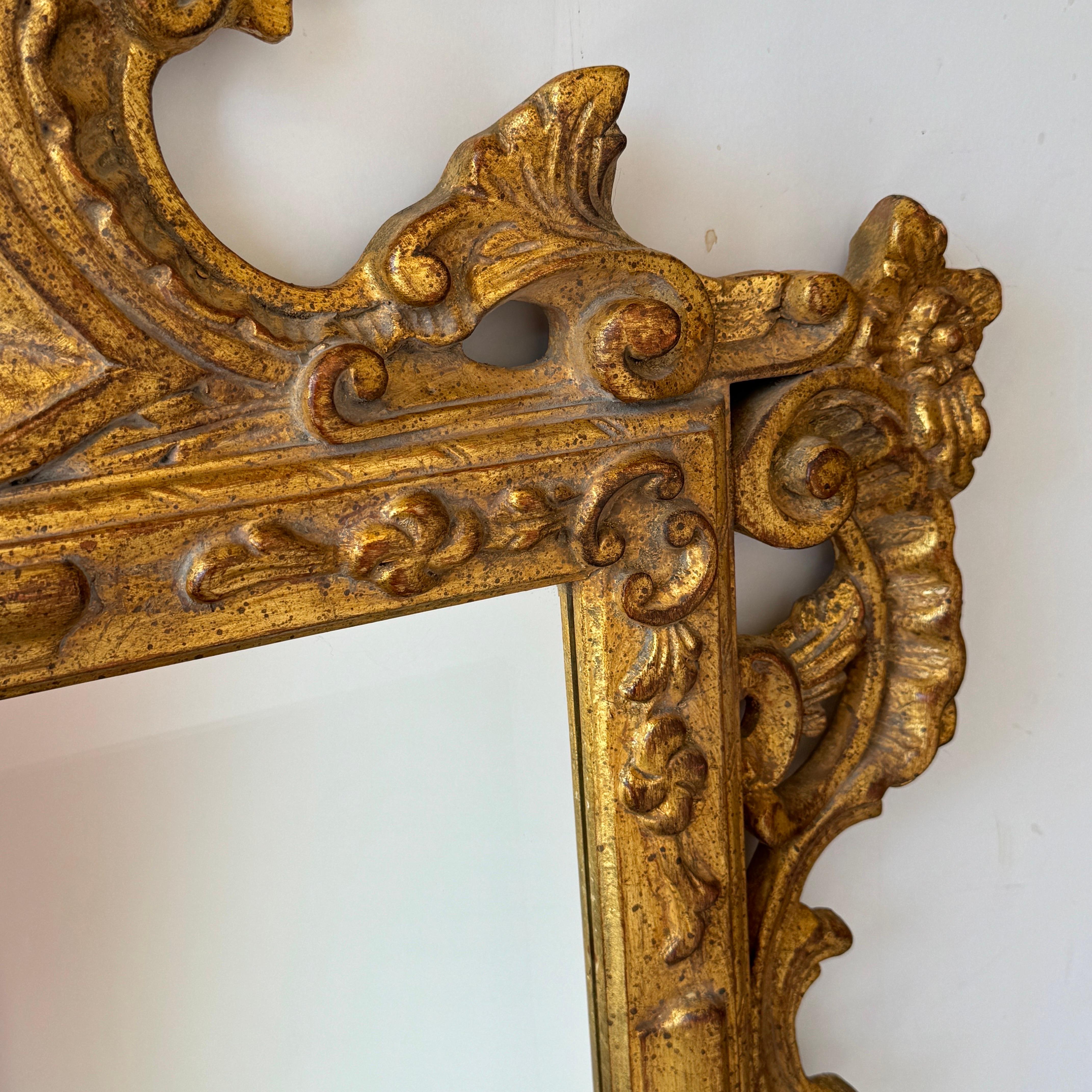 Mid-20th Century French Louis XV Style Gilded Gold Wall Mirror For Sale