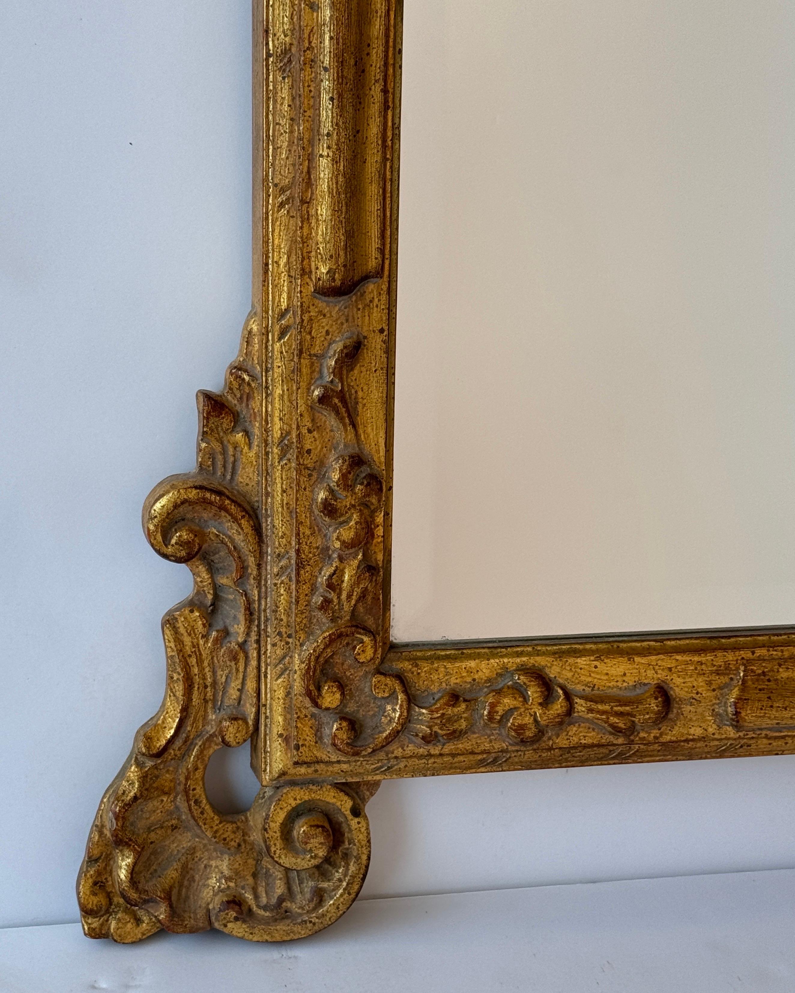 French Louis XV Style Gilded Gold Wall Mirror For Sale 1