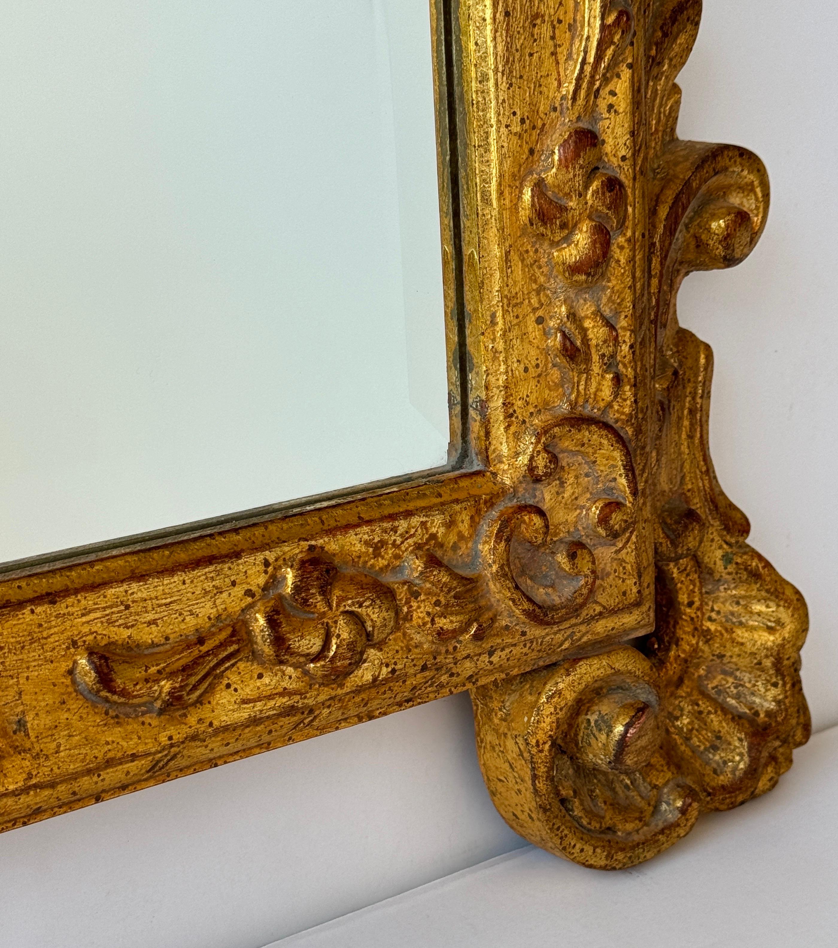 French Louis XV Style Gilded Gold Wall Mirror For Sale 2