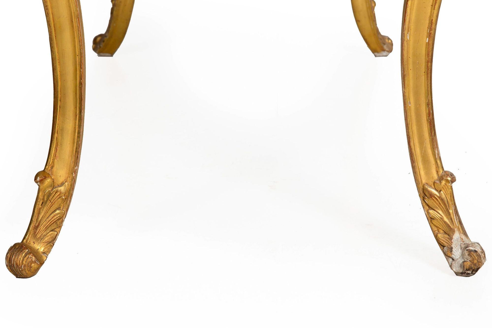 Table console ancienne de style Louis XV avec plateau en marbre doré en vente 13