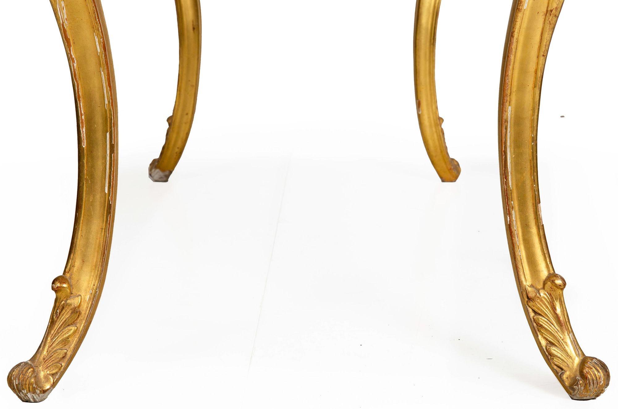 Table console ancienne de style Louis XV avec plateau en marbre doré en vente 14
