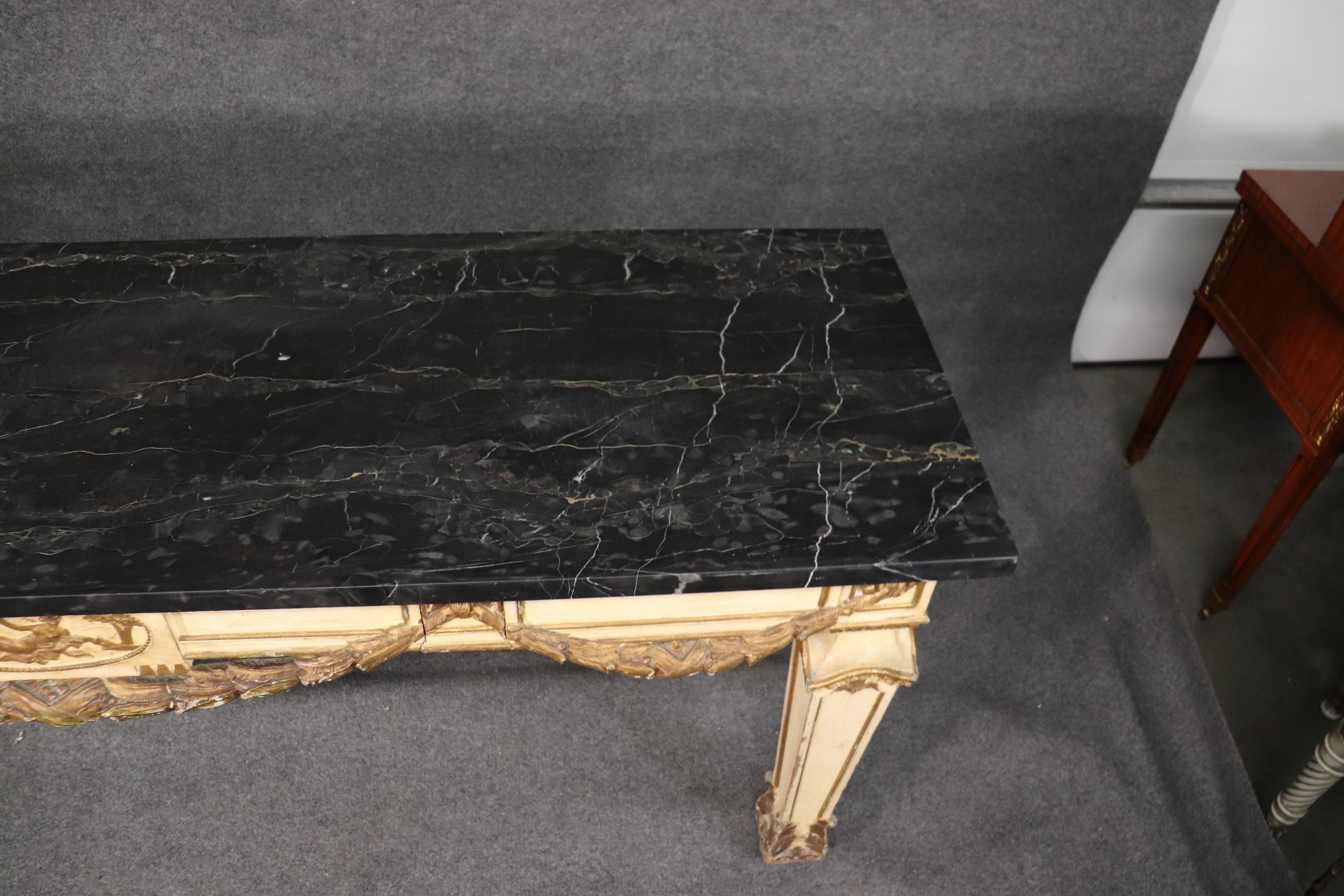 French Louis XV Style Gilded Marble Top Grand Buffet Sideboard Console Table 4