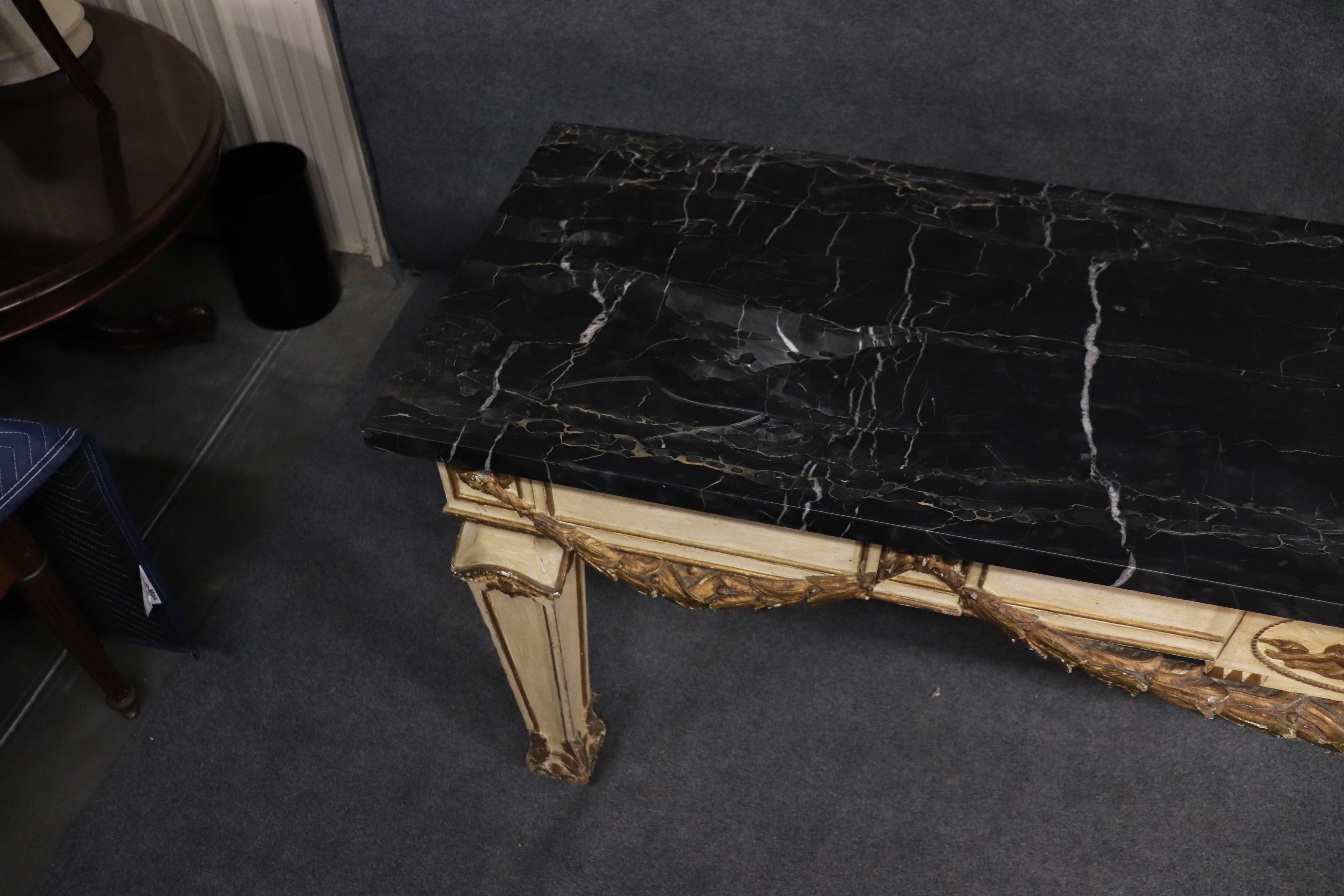 French Louis XV Style Gilded Marble Top Grand Buffet Sideboard Console Table 6