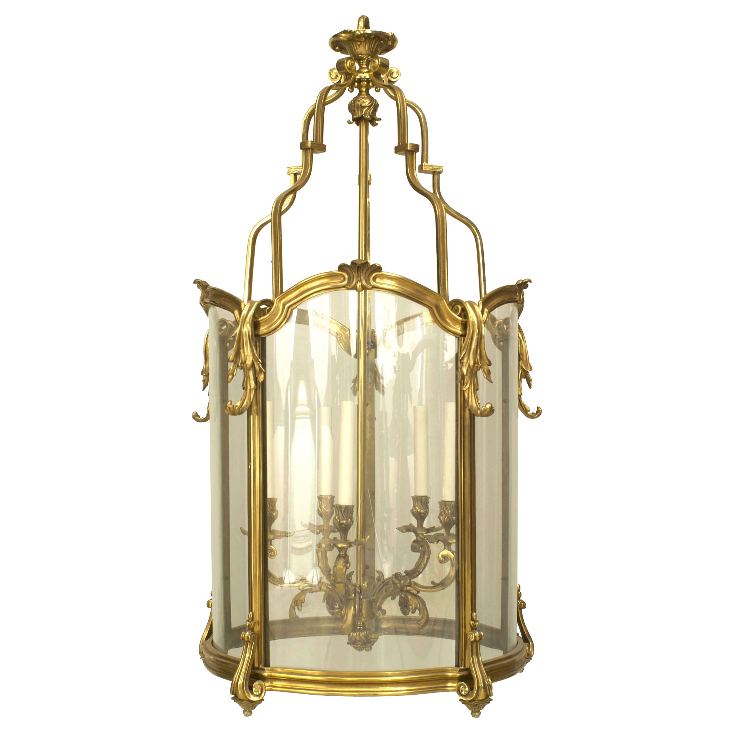 French Louis XV Style Gilt Bronze and Glass Pendant Lantern