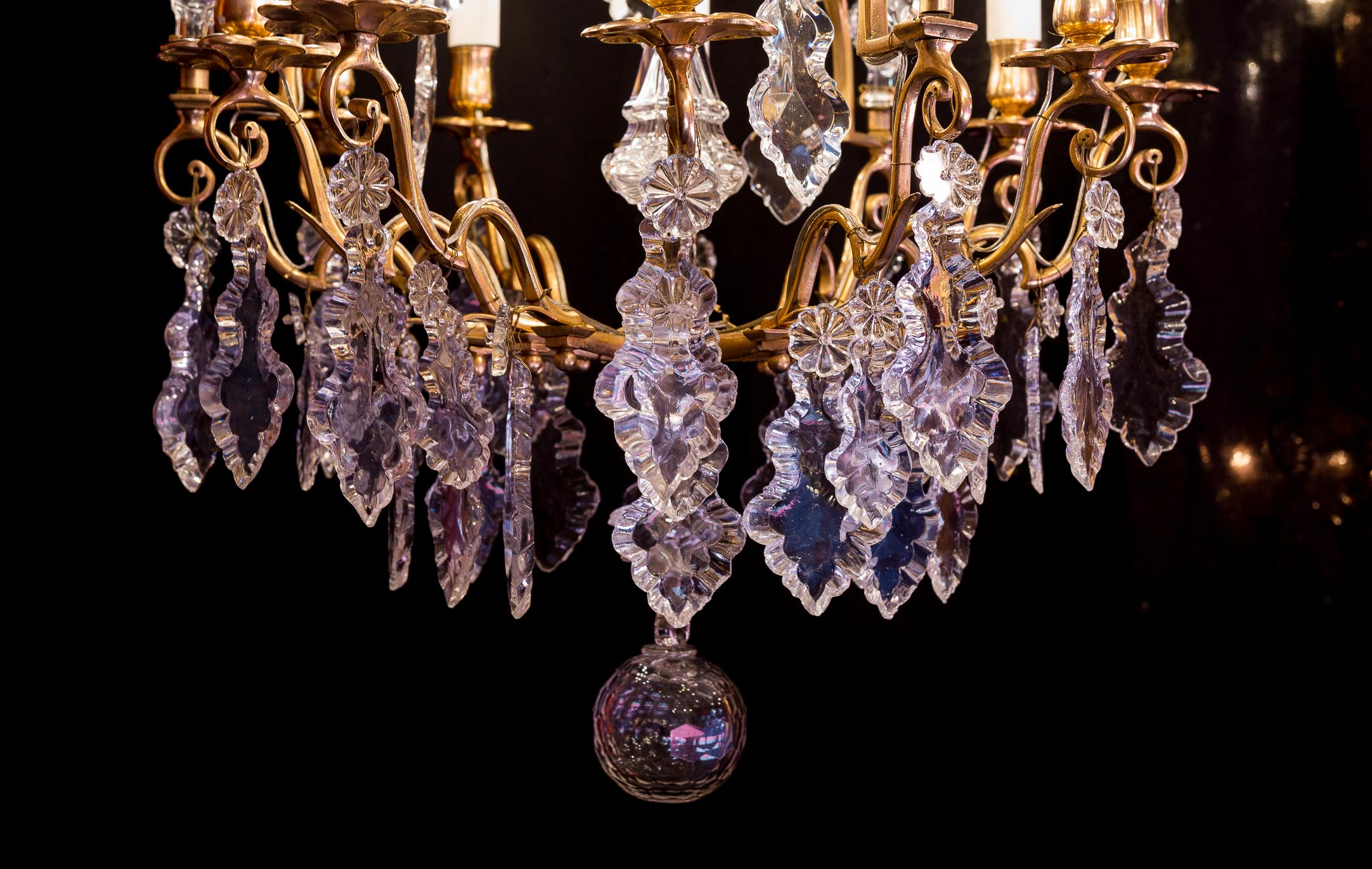French Louis XV Style Gilt-Bronze and Baccarat Cut Crystal Chandelier circa 1880 6