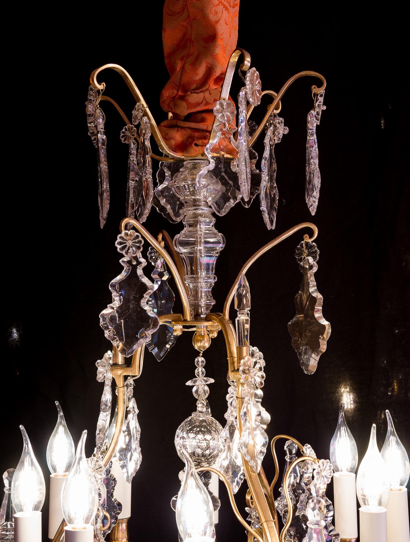 French Louis XV Style Gilt-Bronze and Baccarat Cut Crystal Chandelier circa 1880 In Good Condition In Saint Ouen, FR