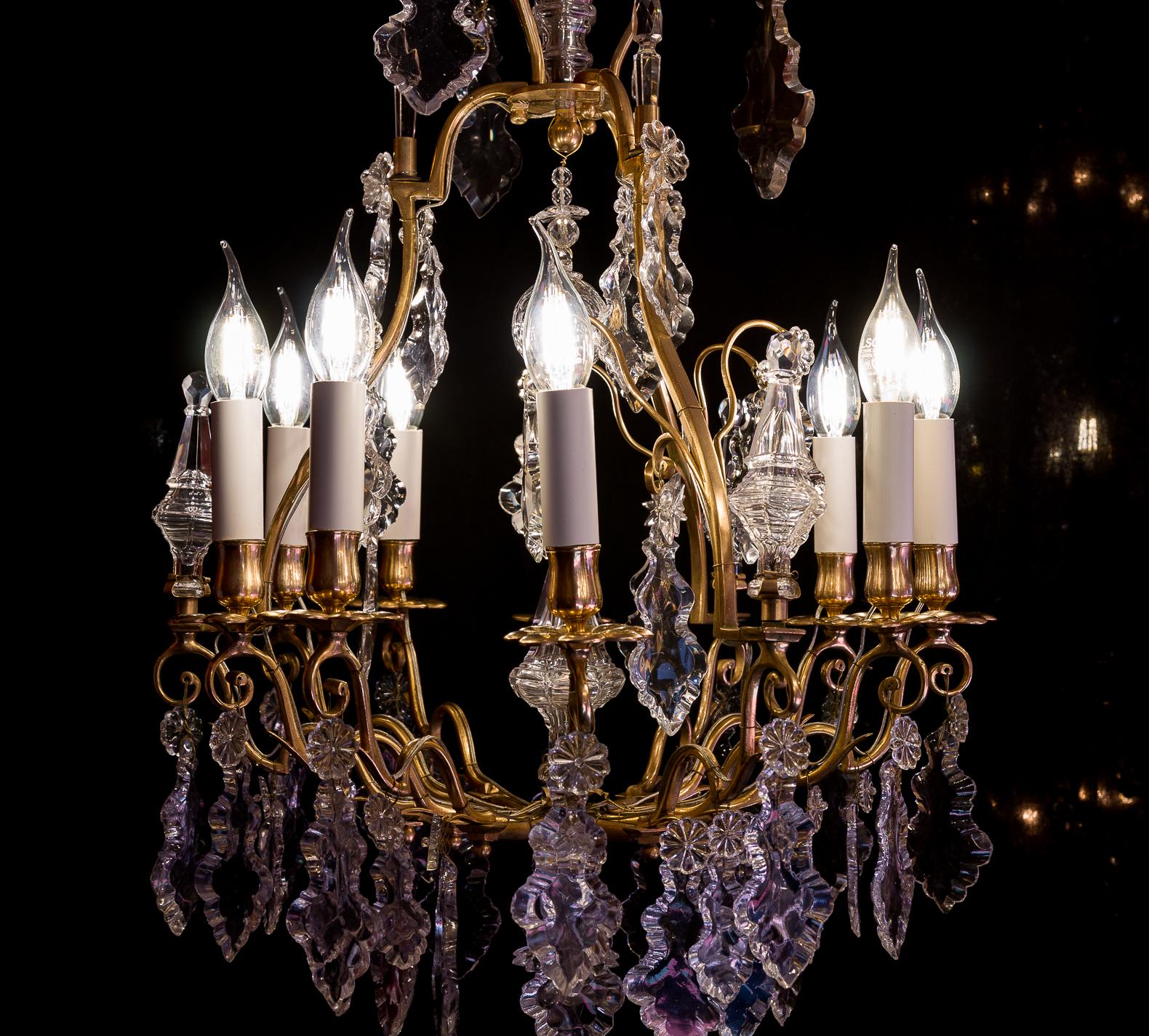 French Louis XV Style Gilt-Bronze and Baccarat Cut Crystal Chandelier circa 1880 2