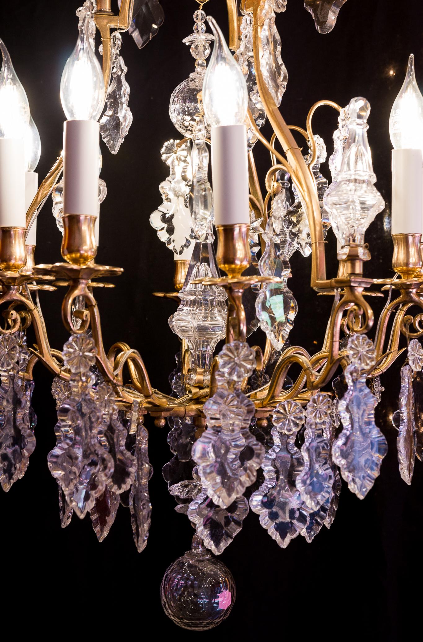 French Louis XV Style Gilt-Bronze and Baccarat Cut Crystal Chandelier circa 1880 3