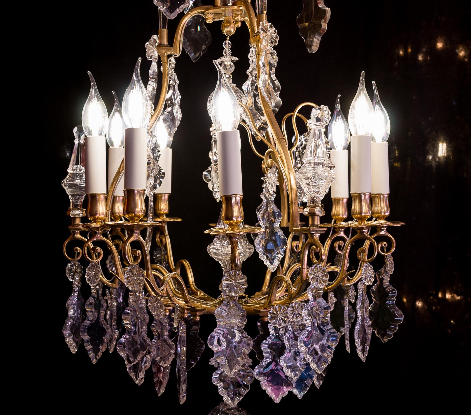 French Louis XV Style Gilt-Bronze and Baccarat Cut Crystal Chandelier circa 1880 5