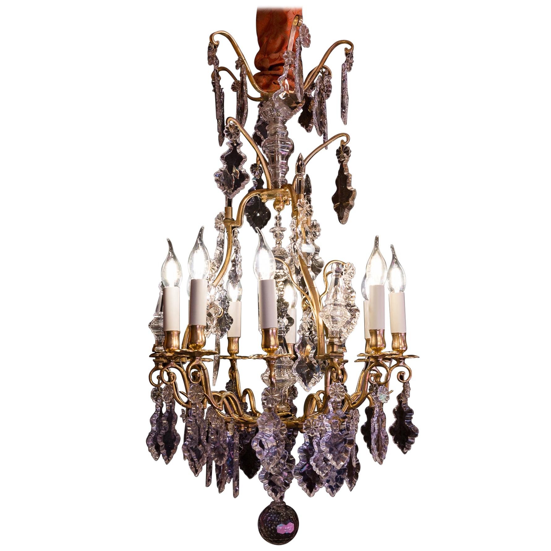 French Louis XV Style Gilt-Bronze and Baccarat Cut Crystal Chandelier circa 1880