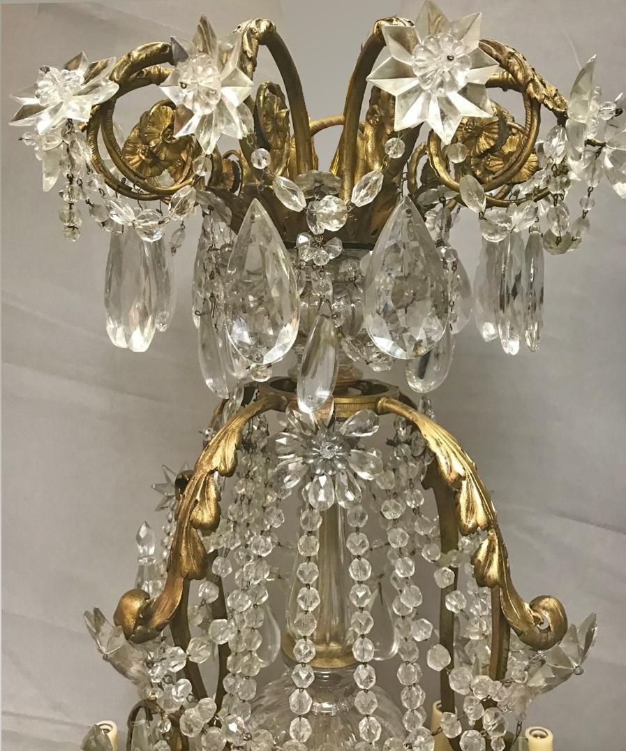 French Louis XV Style Gilt Bronze Chandelier, 19th Century In Good Condition In Cypress, CA