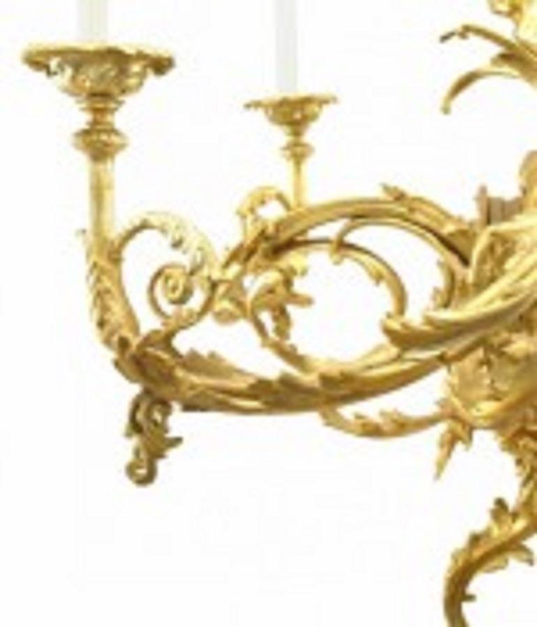Lámpara francesa de bronce dorado estilo Luis XV Cupido Sirena en Bueno estado para la venta en Queens, NY