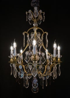 French Louis XV Style Gilt-Bronze and Cut Crystal Chandelier, circa 1920