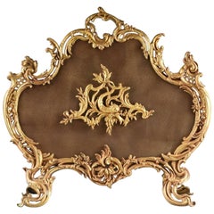 French Louis XV Style Gilt Bronze Firescreen