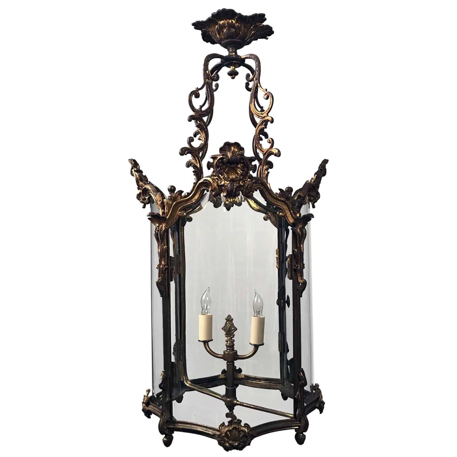 French Louis XV Style Gilt Bronze Gas Lantern