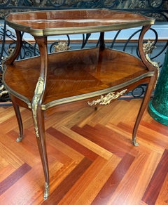 French Louis XV Style Gilt Bronze Inlaid Two Tiered Dessert Table or Etagere