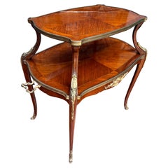 French Louis XV Style Gilt Bronze Inlaid Two Tiered Dessert Table or Etagere