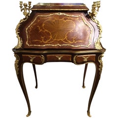 French Louis XV Style Gilt Bronze Mahogany and Tulipwood Mounted Writing Desk