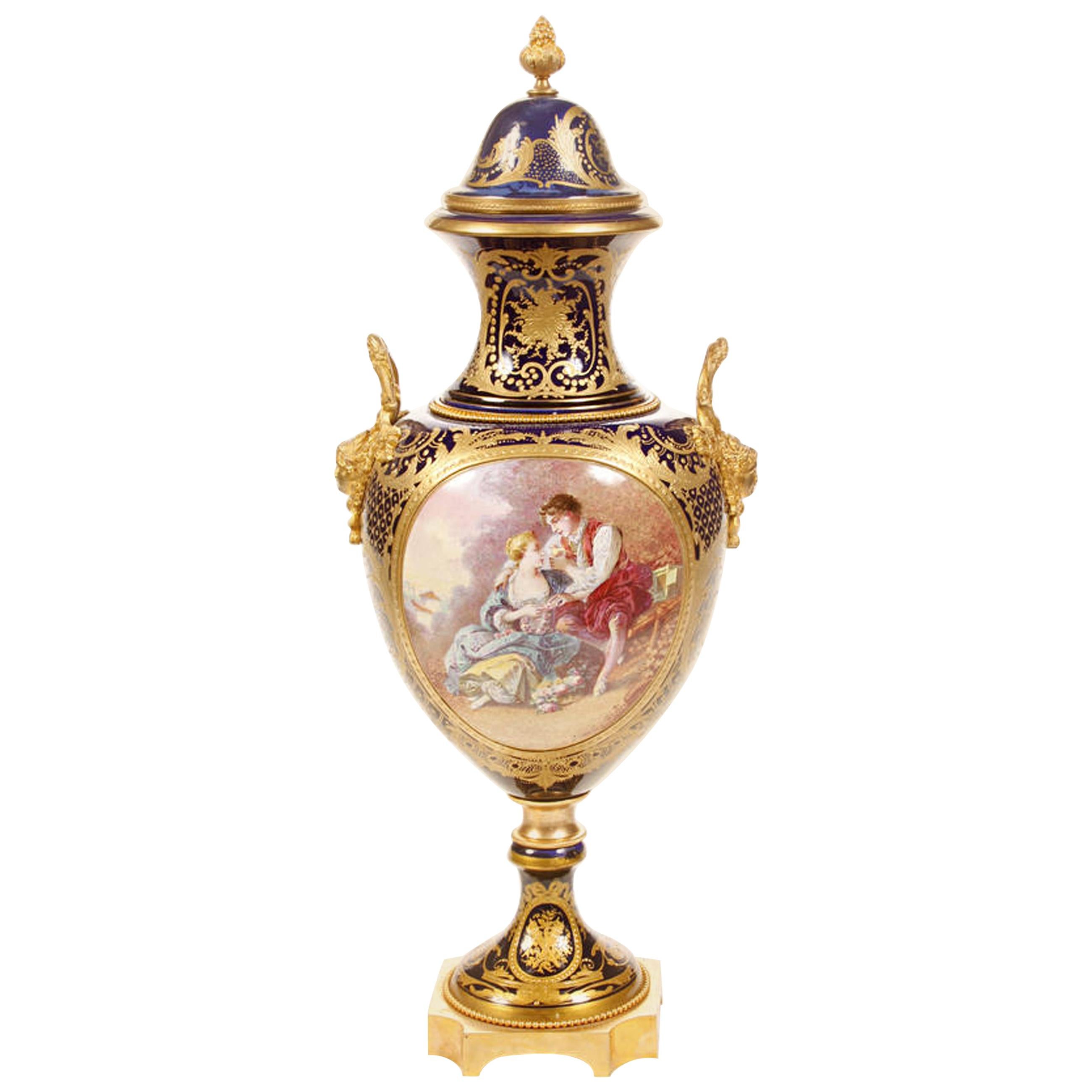 French Louis XV Style Gilt Bronze Mounted Covered Urn
