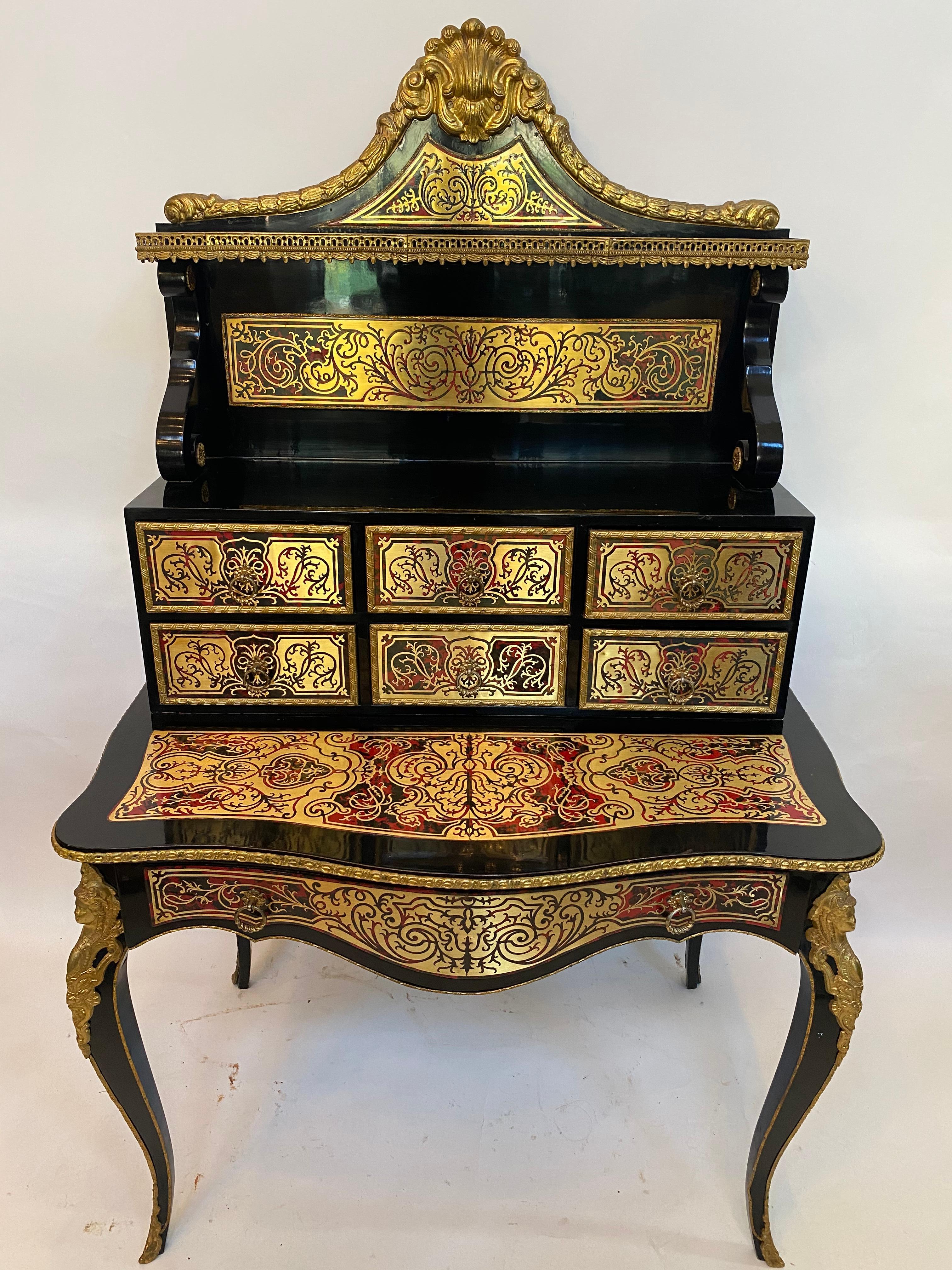 American Classical French Louis XV Style Gilt Bronze-Mounted Escritoire Desk For Sale