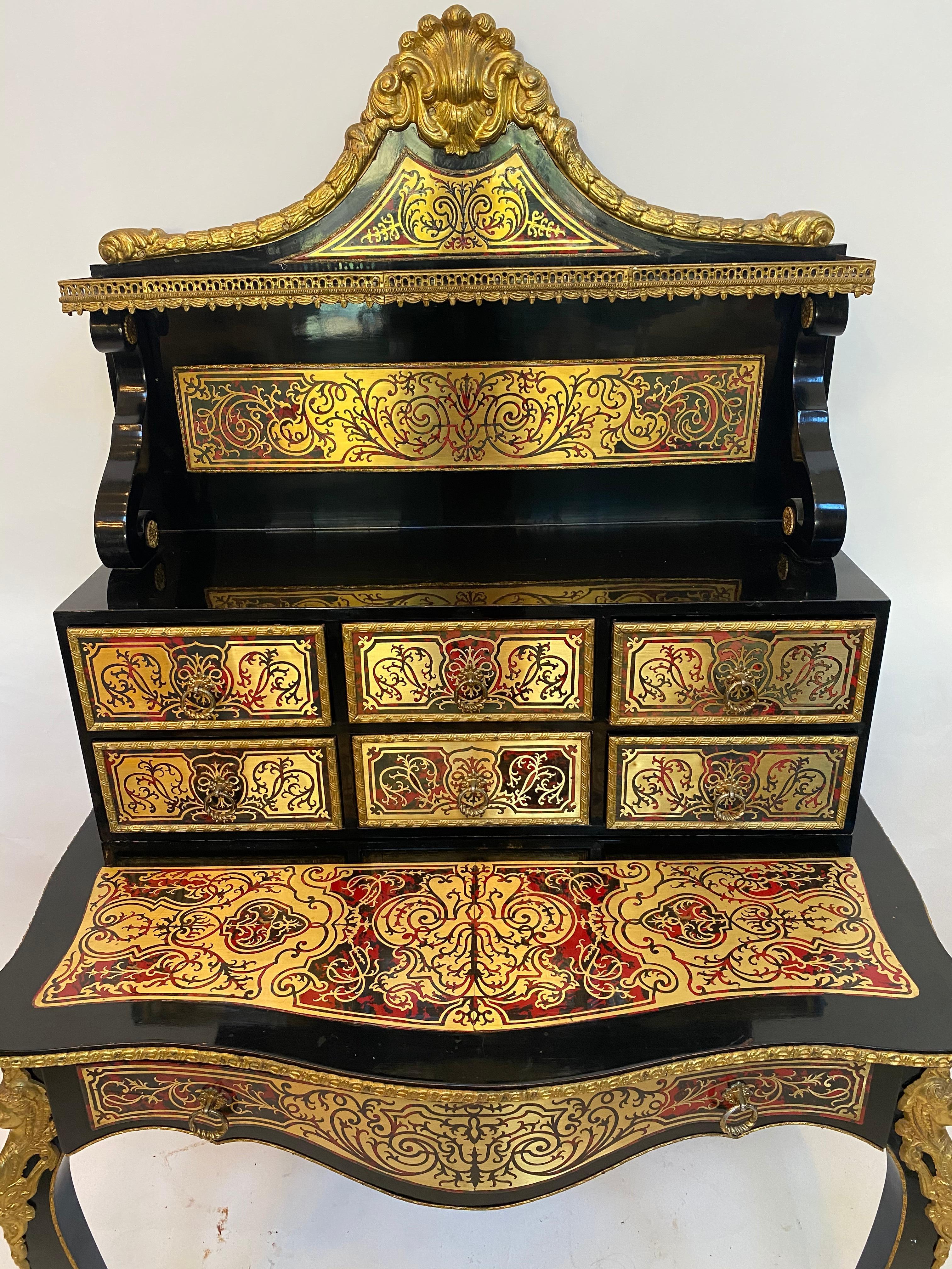 Hand-Carved French Louis XV Style Gilt Bronze-Mounted Escritoire Desk For Sale