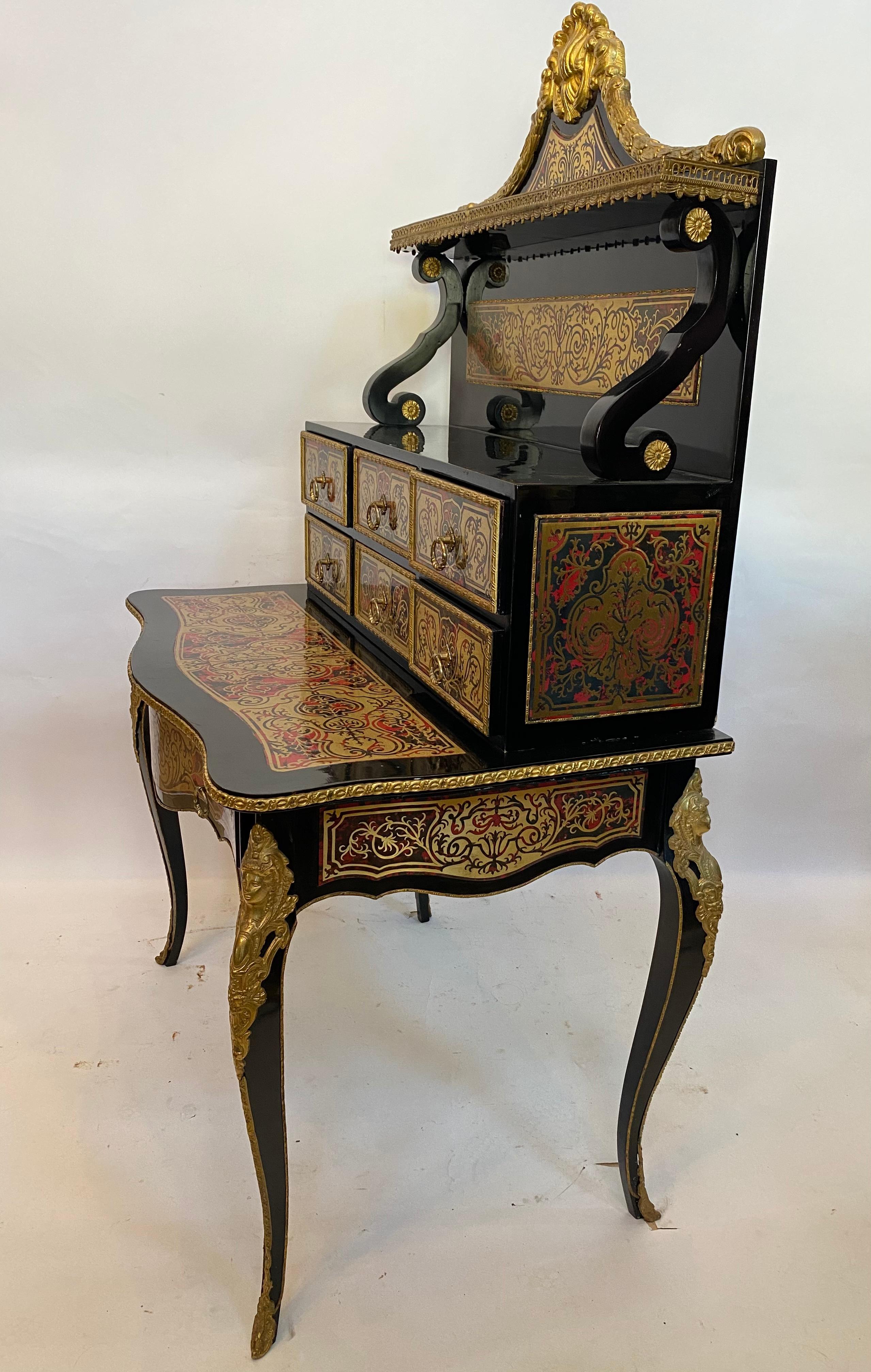Hardwood French Louis XV Style Gilt Bronze-Mounted Escritoire Desk For Sale