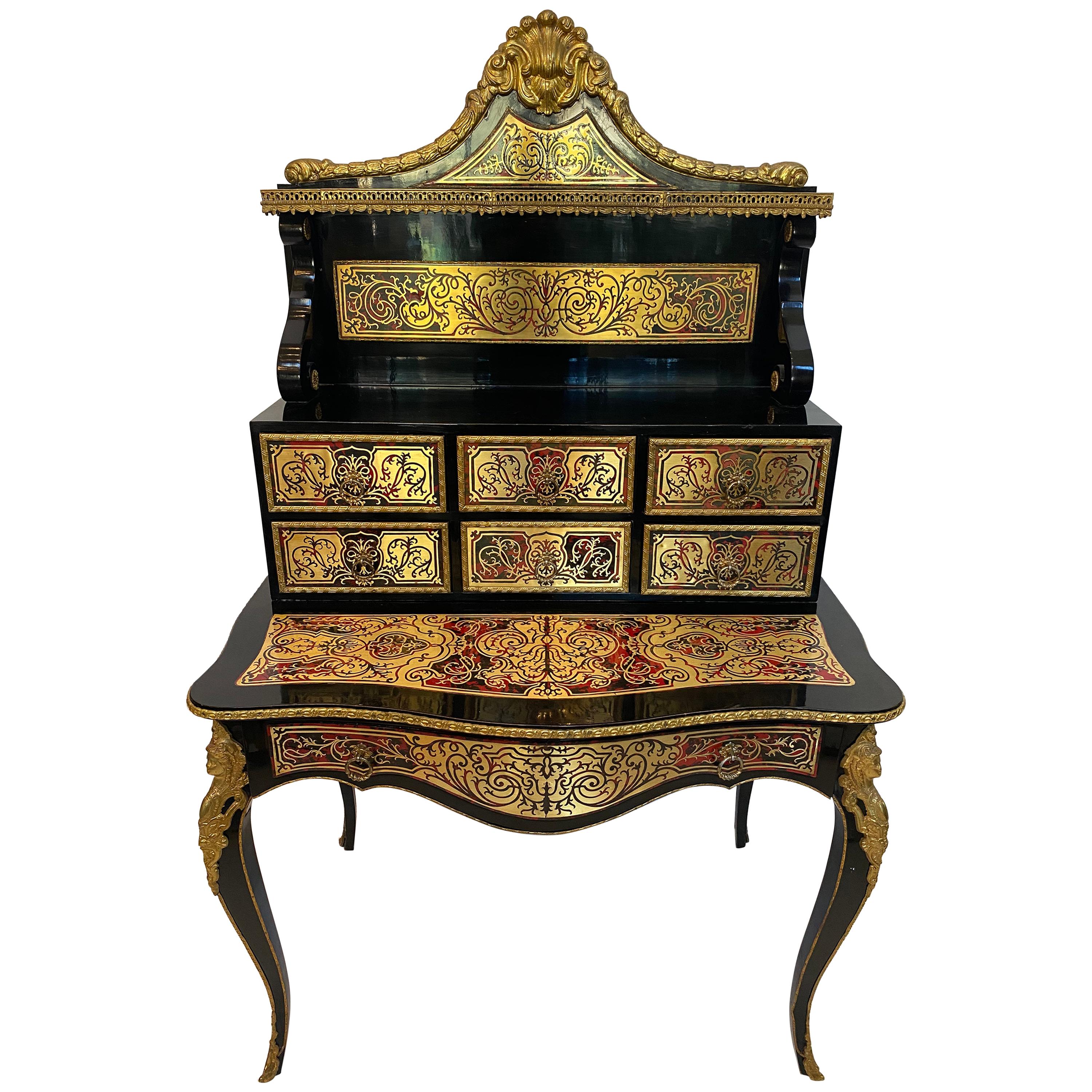 French Louis XV Style Gilt Bronze-Mounted Escritoire Desk For Sale